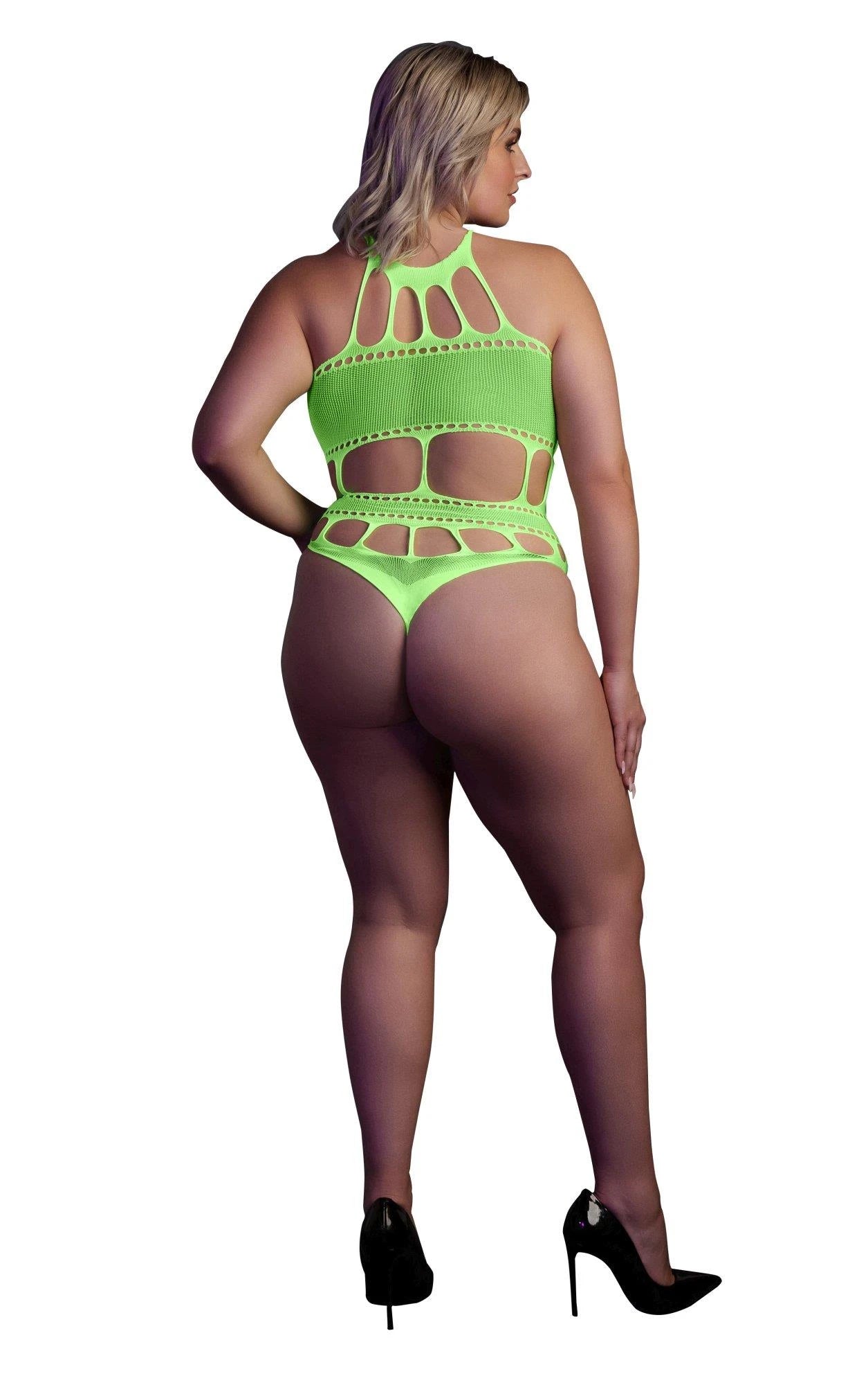 Body with Grecian Neckline - Plus Size - Neon Green