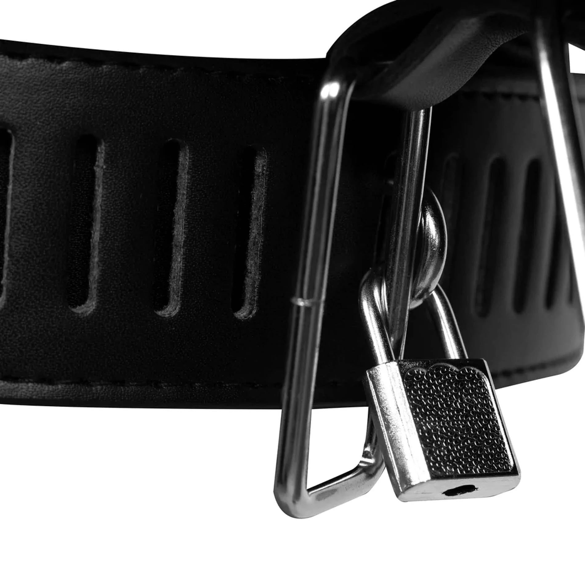 Ceinture de chasteté féminine en cuir synthétique avec contrainte de jambe – Noir