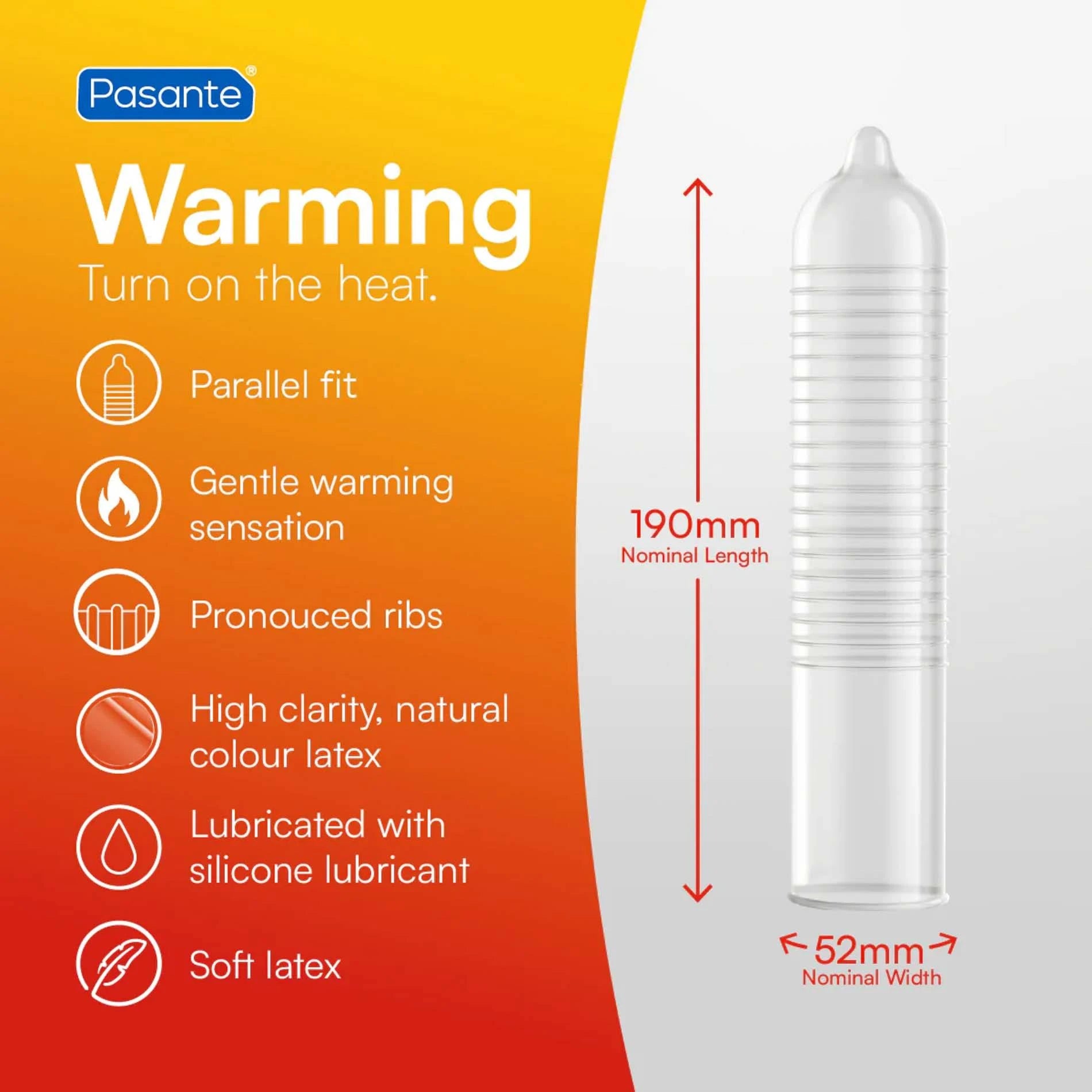Préservatifs Pasante Warming en vrac, 144 pièces