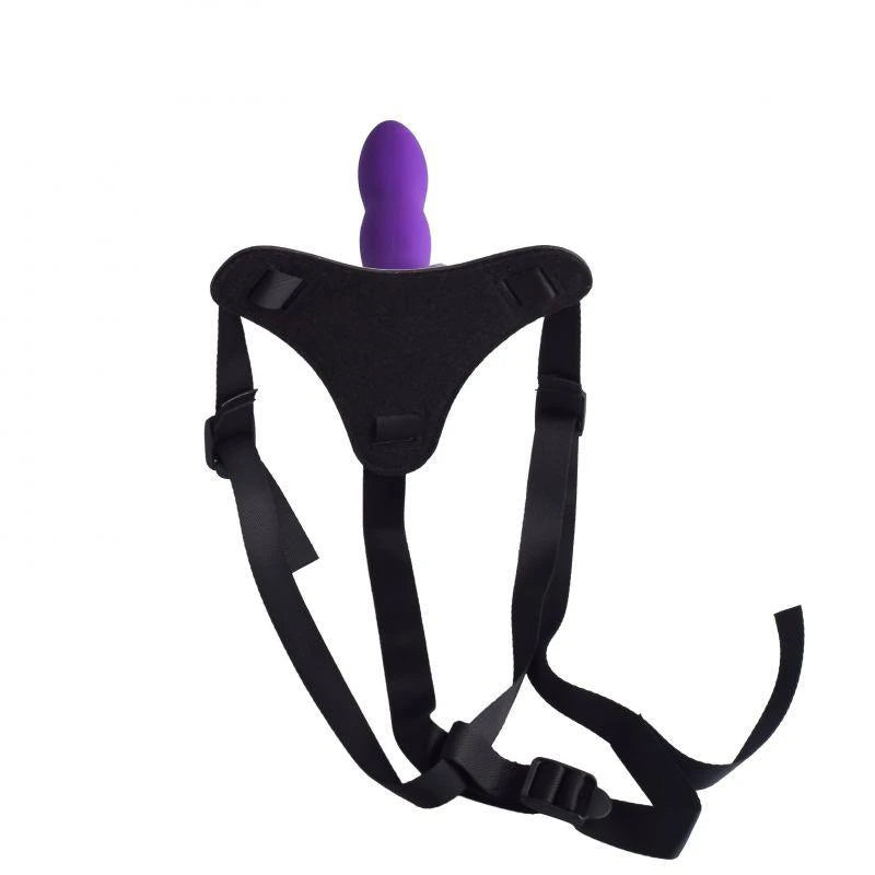 Adjustable purple strap-on harness