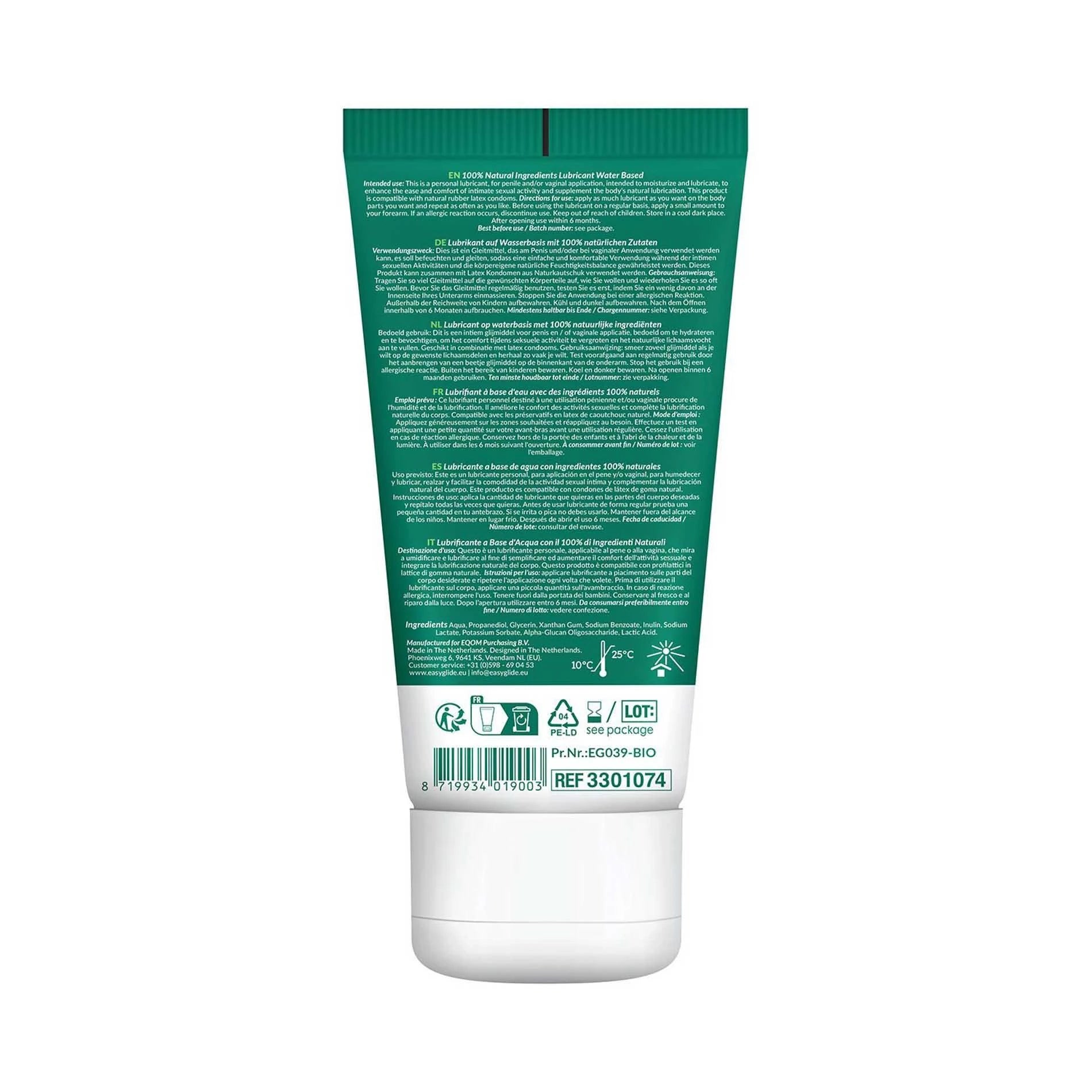 EasyGlide - Lubrifiant Bio & Naturel à Base d'Eau Sans Parfum 100 ml