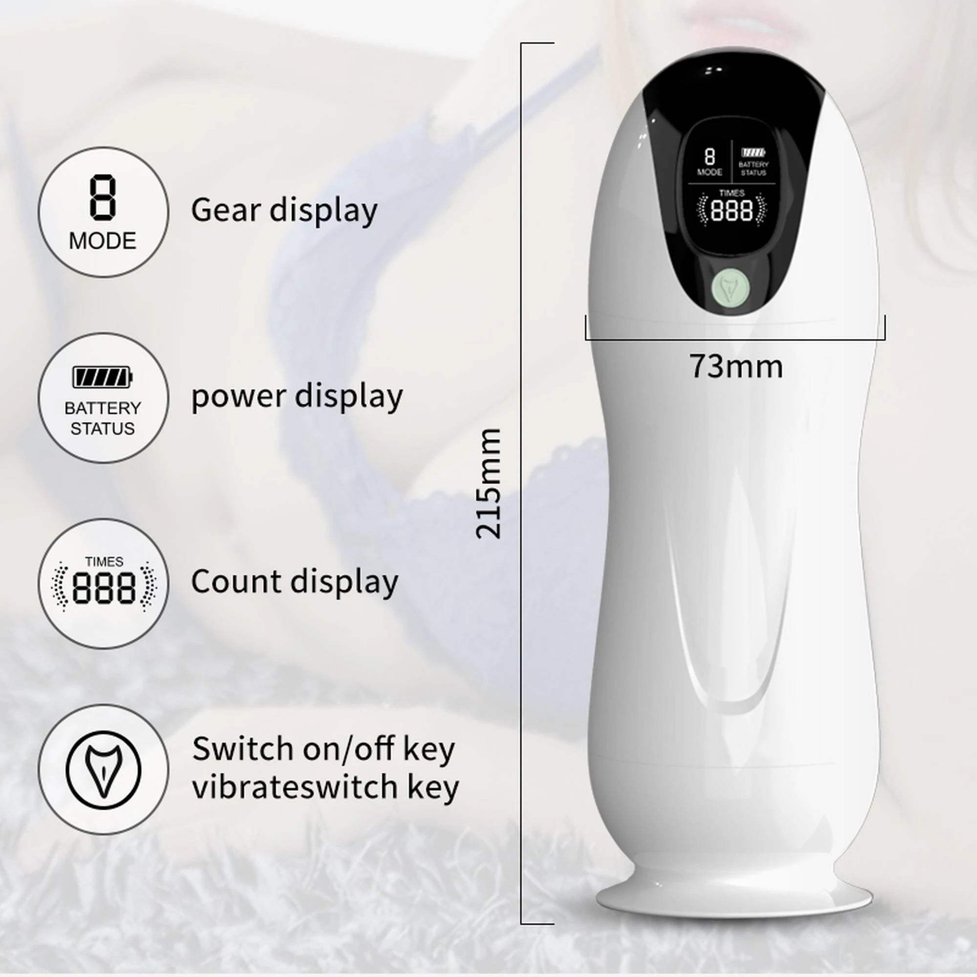 Masturbateur vibrant 8 modes de vibration + fonction interactive
