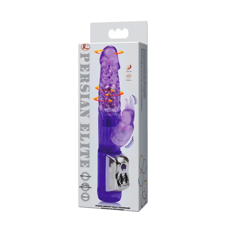 Vibrating and Rotating with Pearls, Multi-speed, Purple