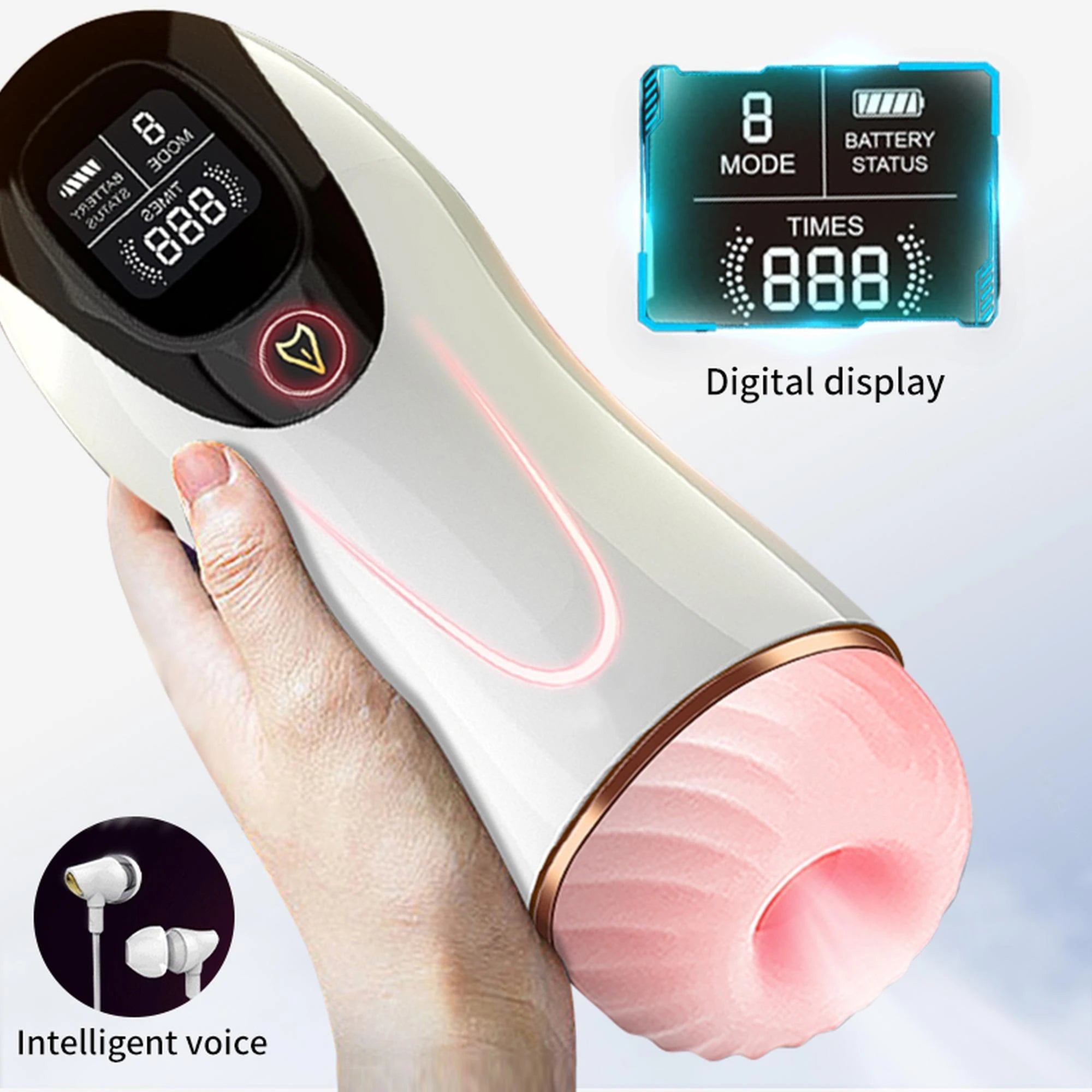 Masturbateur vibrant 8 modes de vibration + fonction interactive