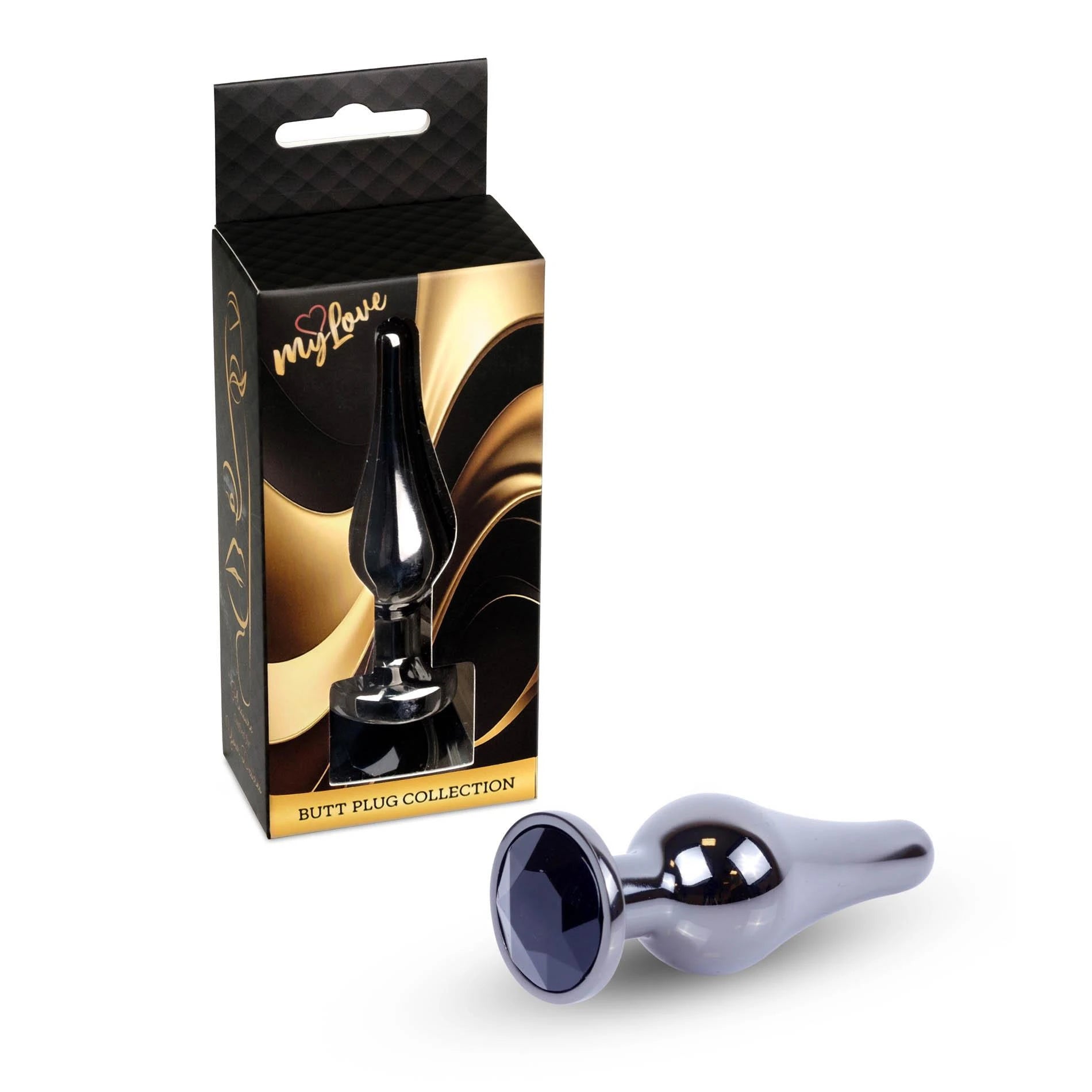 MyLove Toys - Bijoux BUTT PLUG en argent foncé - Noir