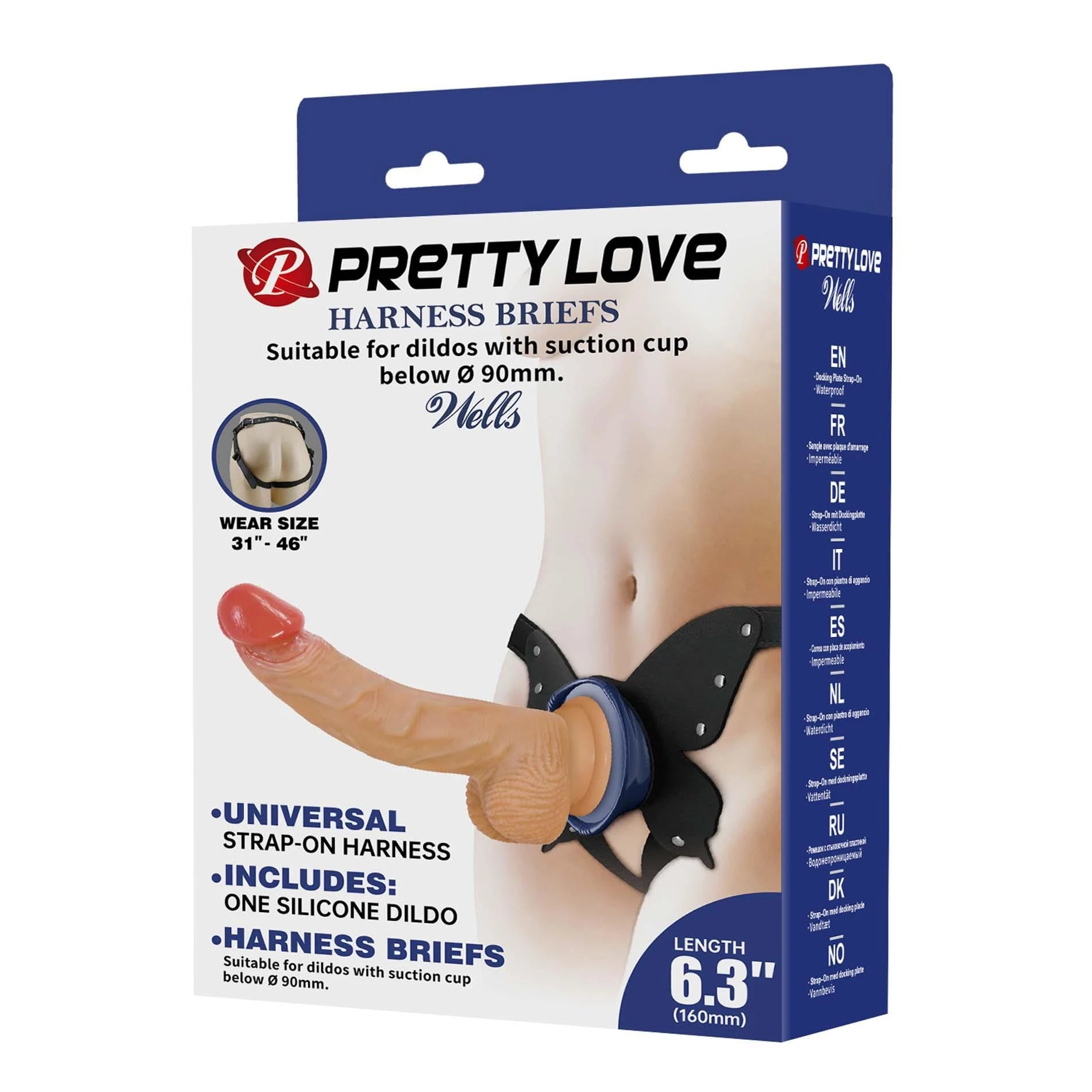 Pretty Love Wells 6.3" Godemichet en silicone avec string harnais