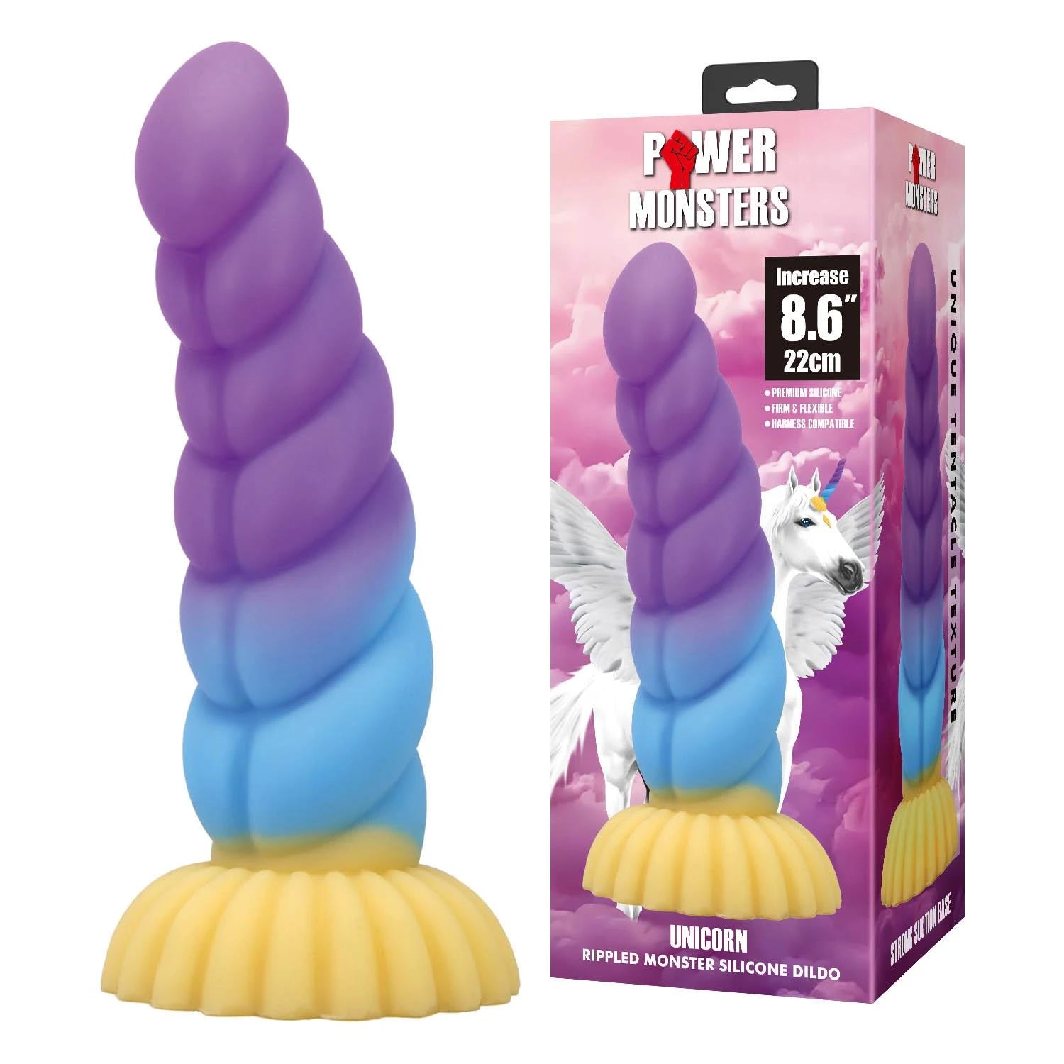 Power Monsters Licorne – Gode en silicone ondulé Monstre 22 cm