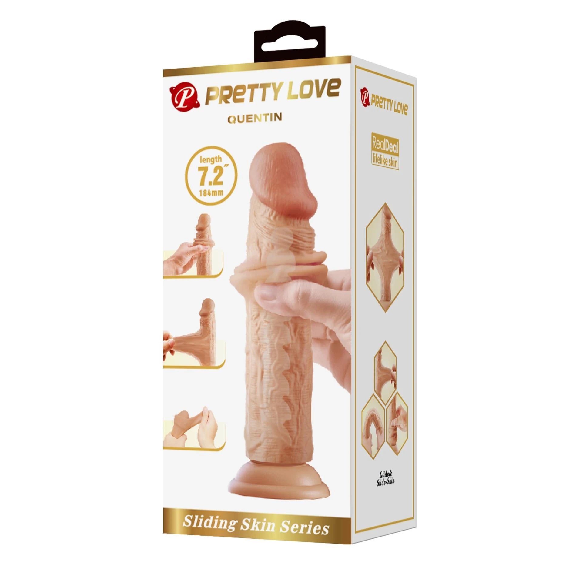 PRETTY LOVE - QUENTIN 7.2"(184mm) Série Sliding Skin TPR, base ventouse Pliable