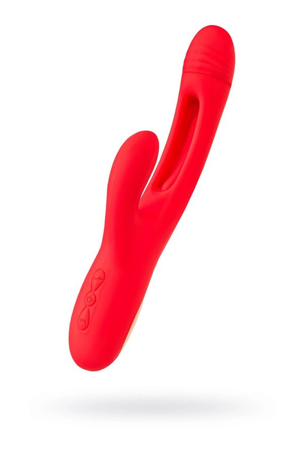 Vibromasseur JOS avec stimulateur clitoridien Patti à languette mobile, silicone, rouge, 24 cm