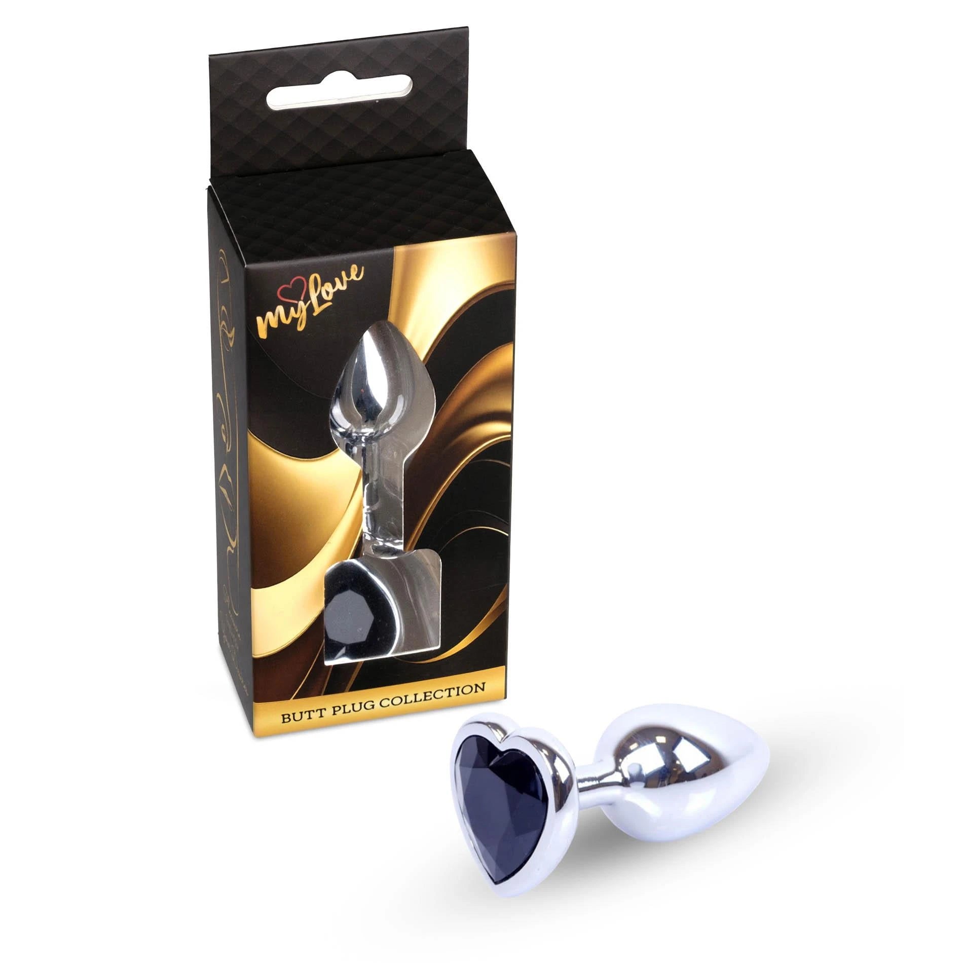 MyLove Toys - Bijoux Coeur PLUG Argent - Noir