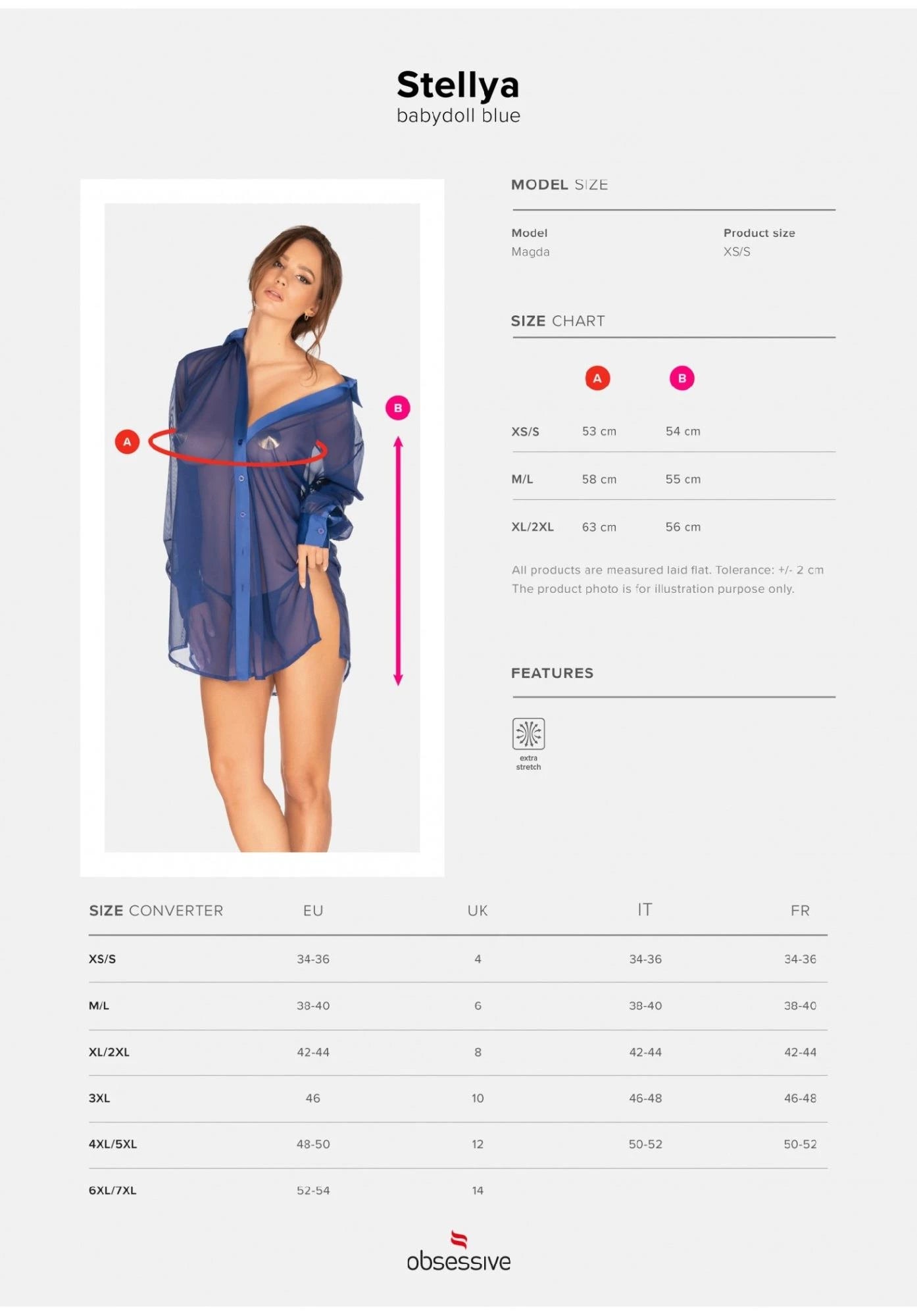 Lingerie-Stellya babydoll blue XL/XXL