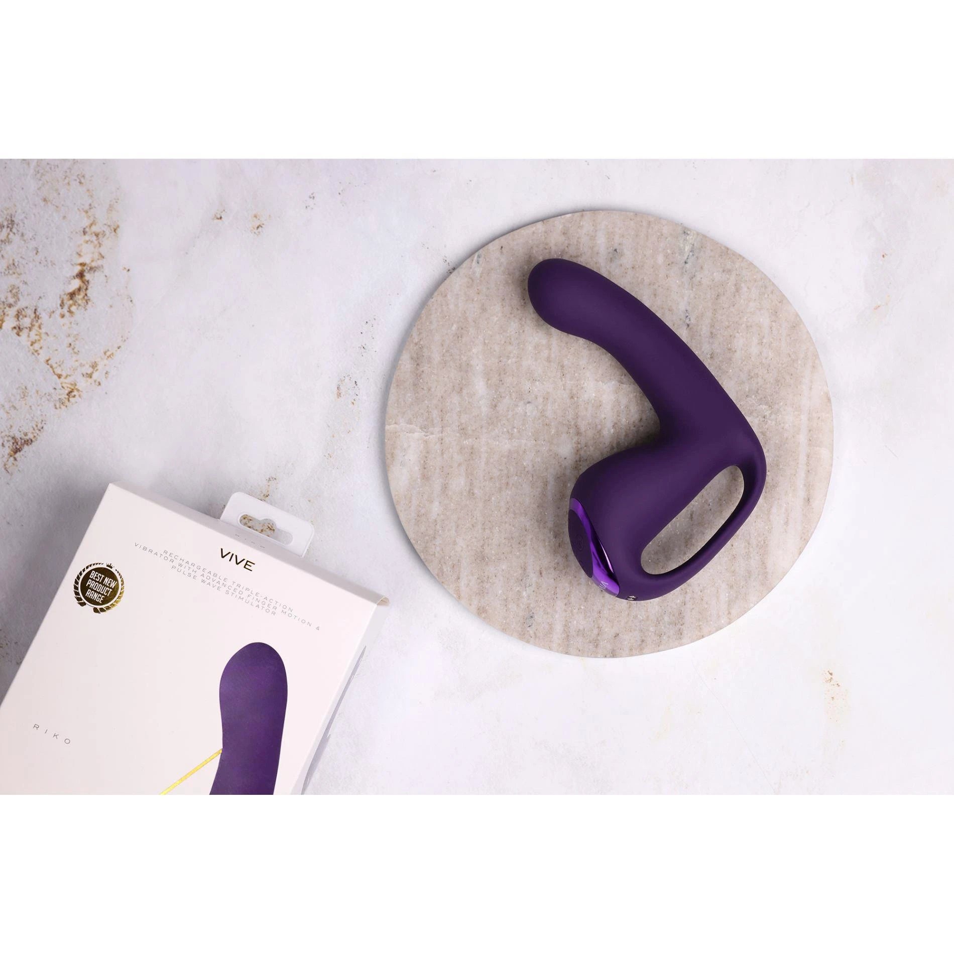 Riko – Vibrateur rechargeable triple action avec mouvement de doigt avancé et stimulateur d'ondes pulsées – Violet