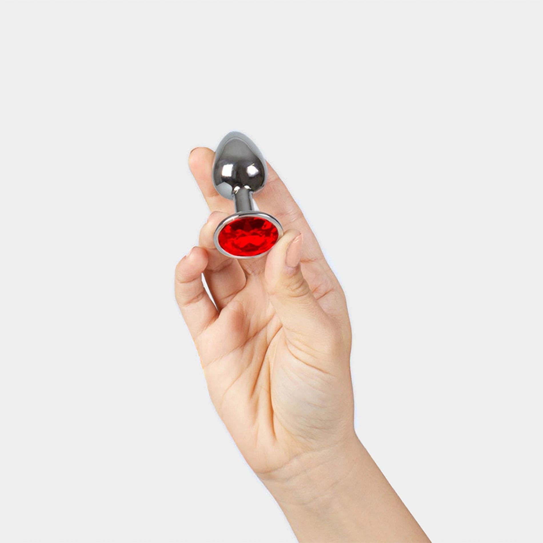 BUTT PLUG MÉTALLIQUE ROUGE À BIJOUX S