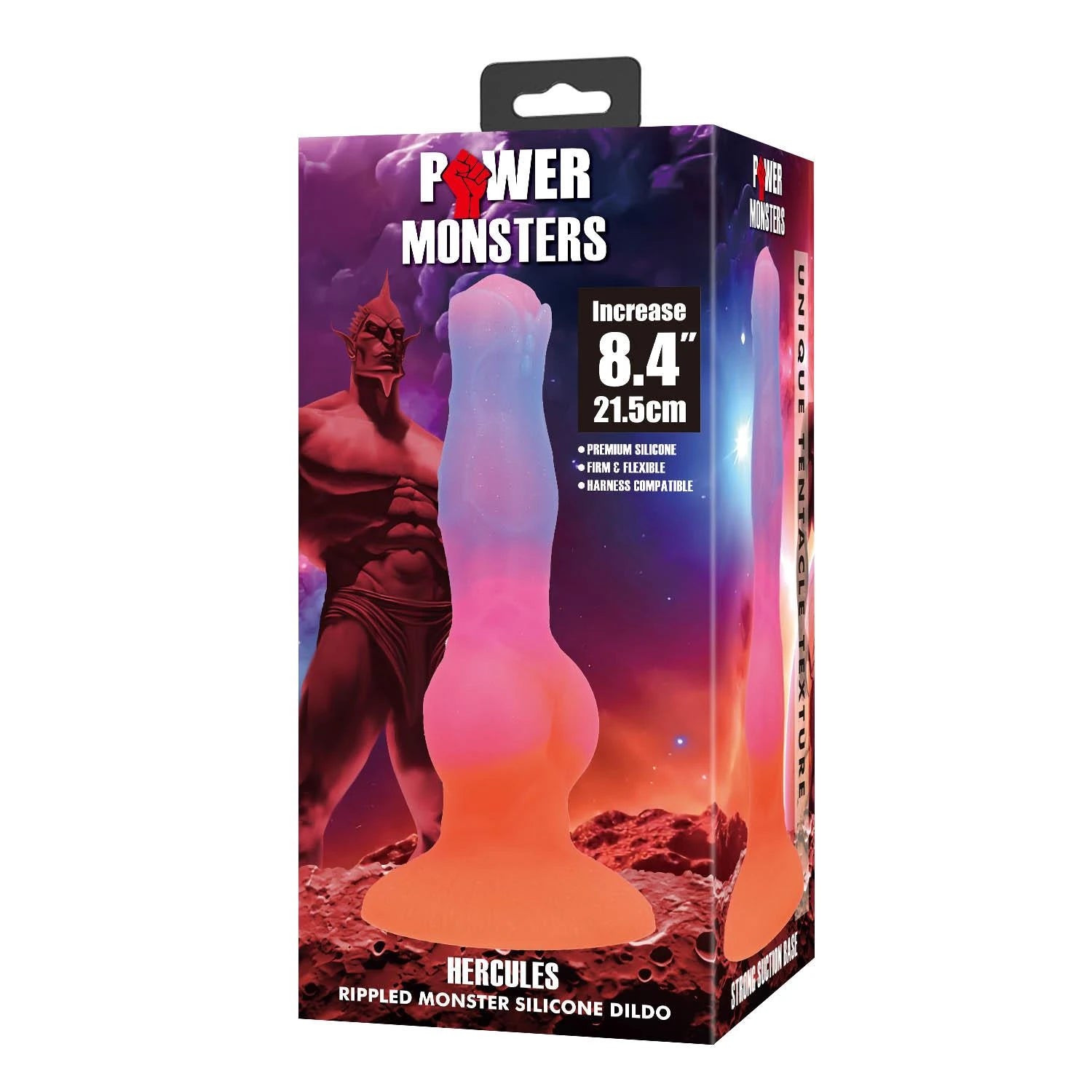 Power Monsters Hercules – 21,5 cm, godemichet en silicone strié