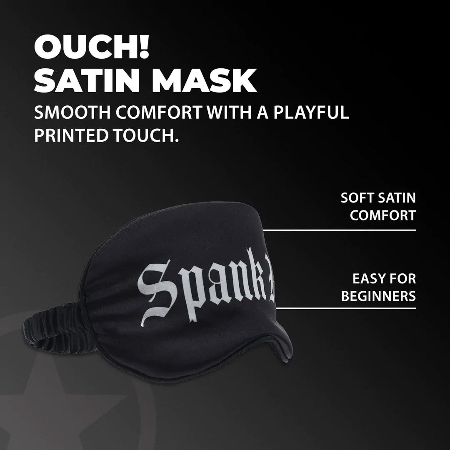 Spank Me - Printed Satin Mask - Black