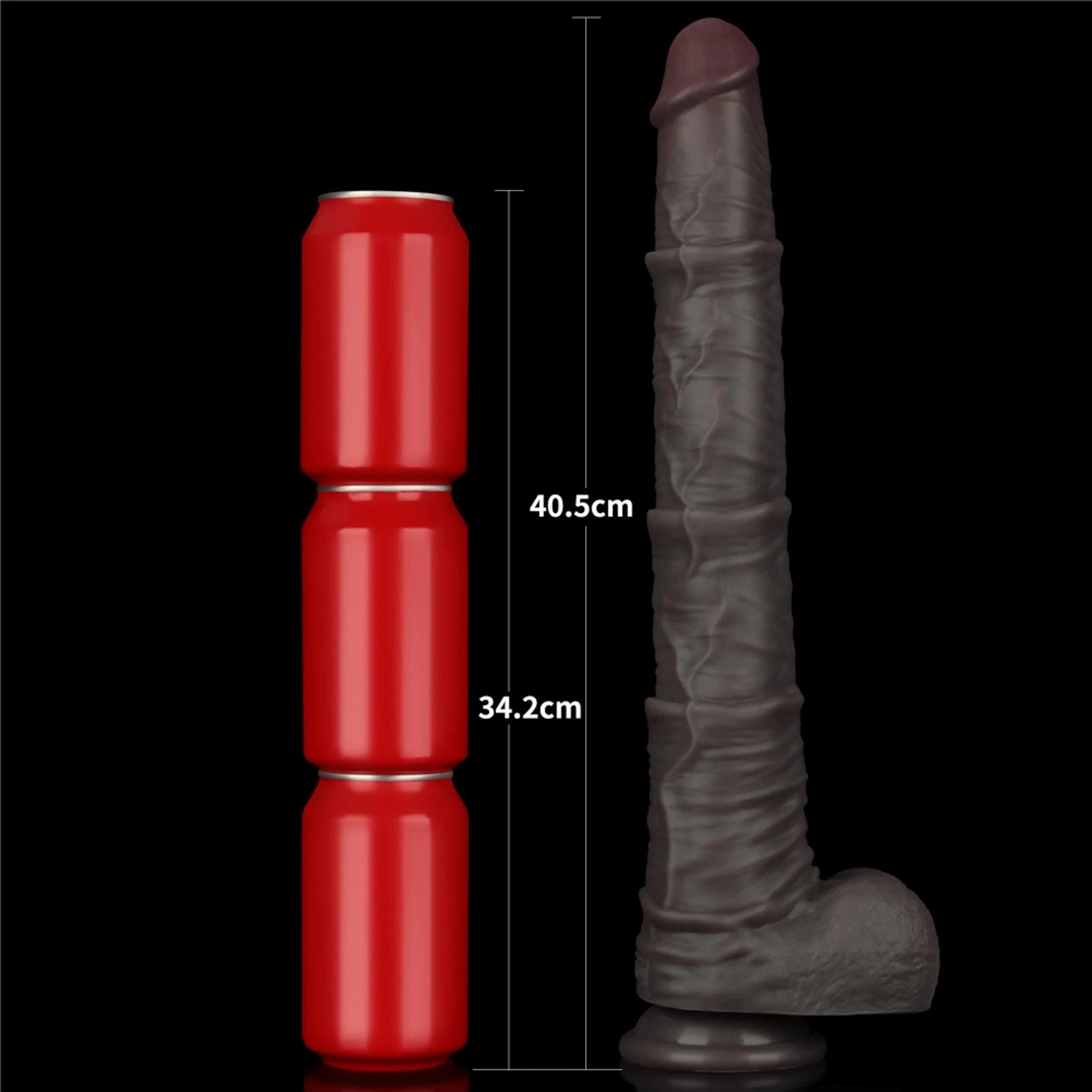 Pénis en silicone pliable double couche de 16'' XXL (noir)