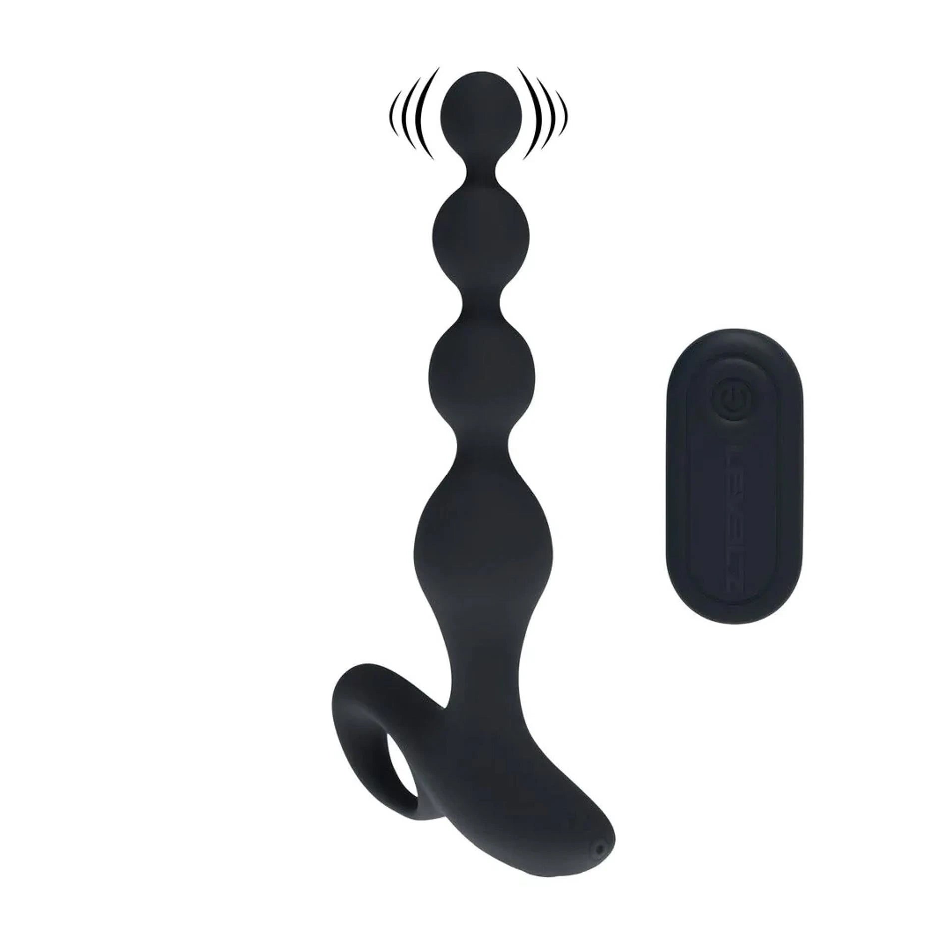 Plug anal vibrant en silicone perlé avec télécommande - Noir