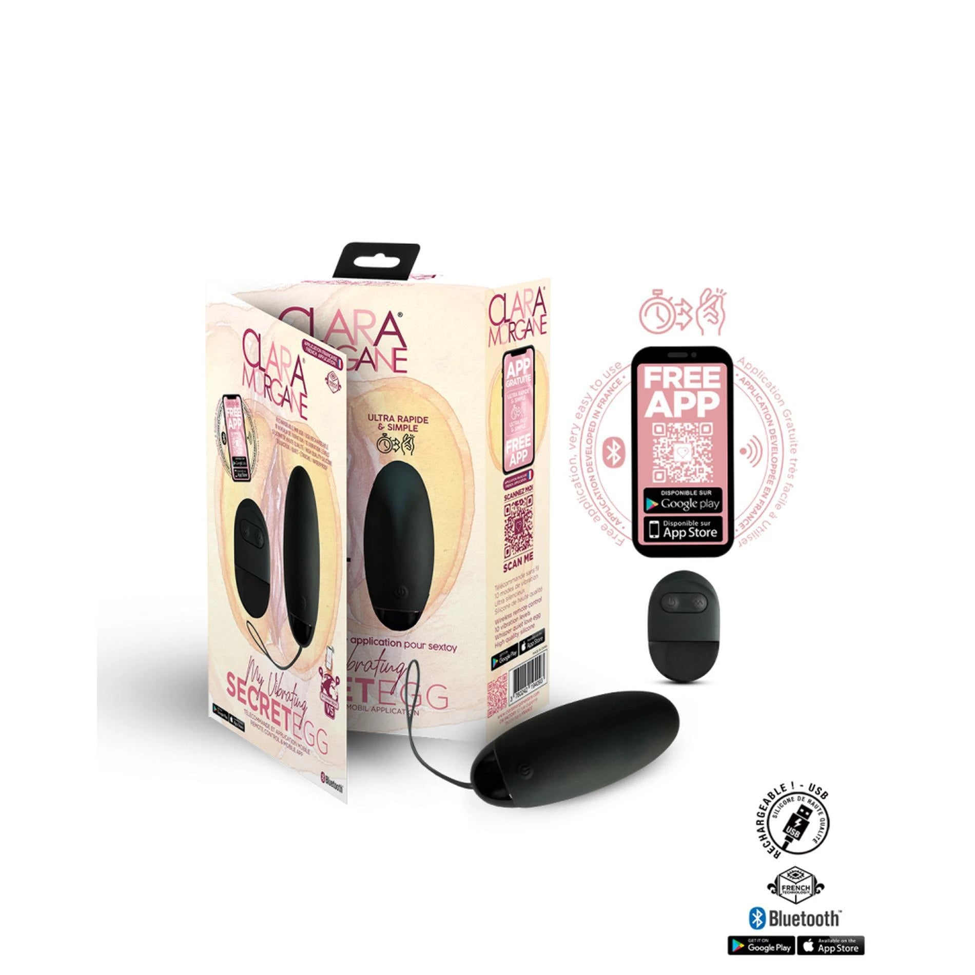 My Vibrating Secret EGG Black - Contrôlé par application
