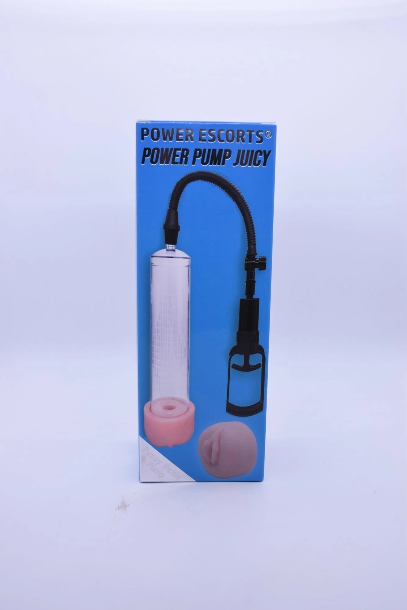 Power Escorts –Power Pump Juicy – Penis Pump – With Improved Exchangeable Pussy – Black/Transparant