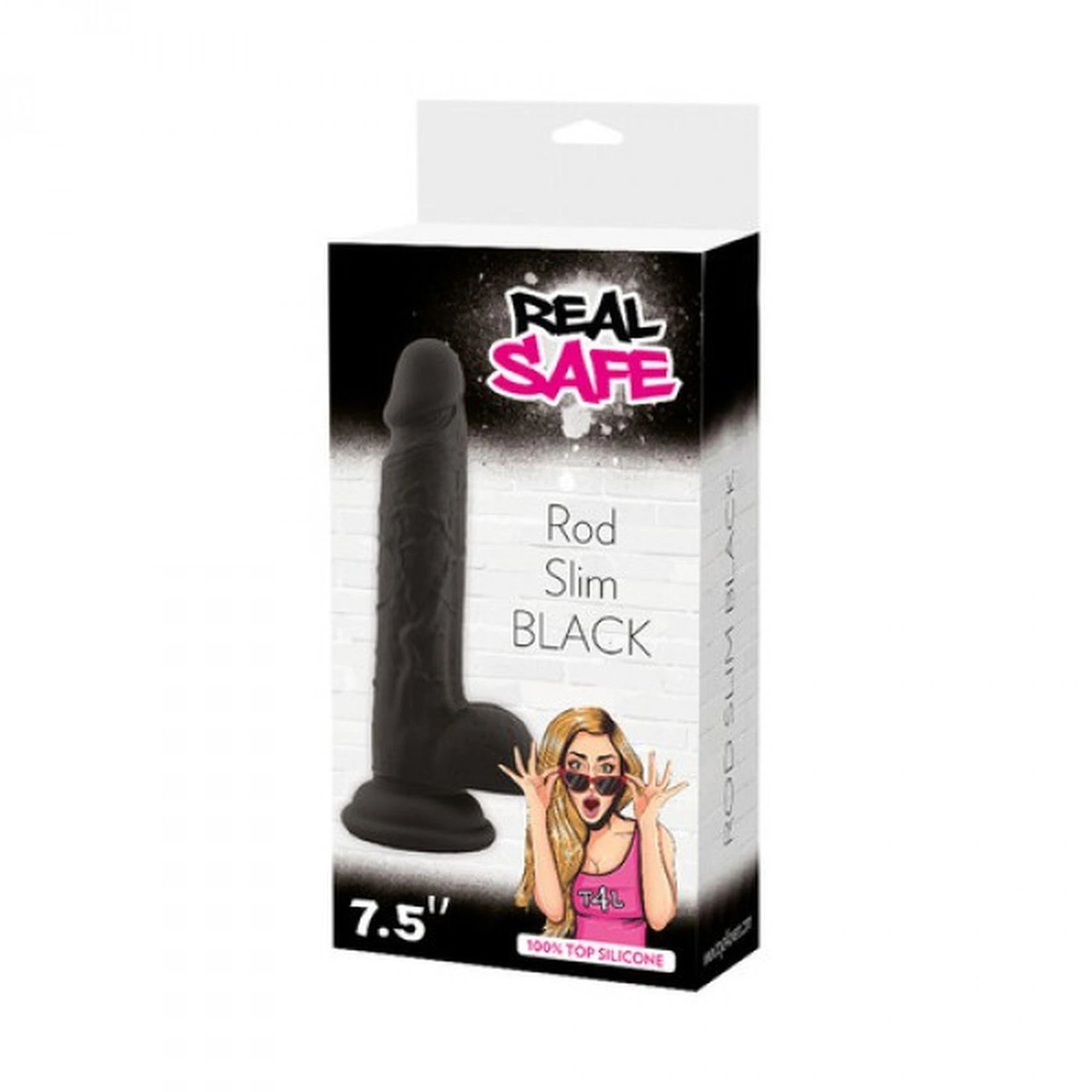 Dildo-Pénis réaliste "real safe rod slim" noir