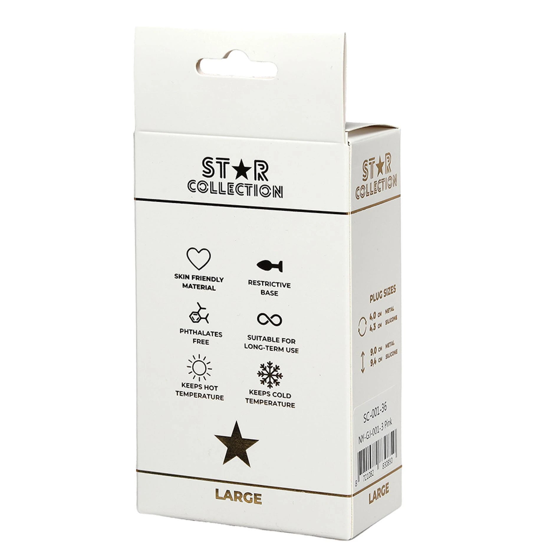 Star Collection - Pink Silicone Anal Plug L - Clear Stone