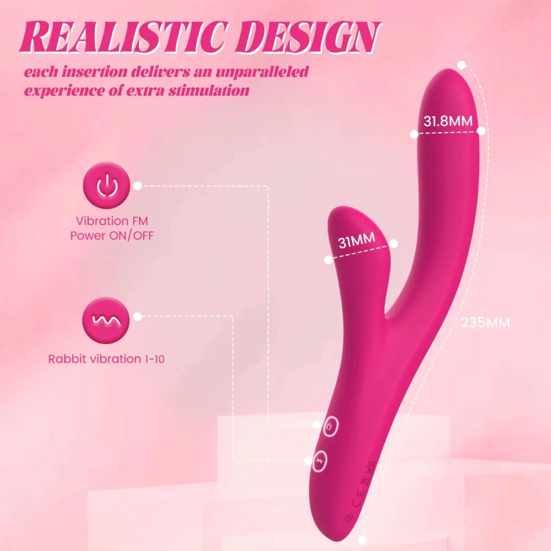 Kinky Pleasure - Model Y - Vibey – Dual Motor Rabbit Vibrator 10 Vibration Modes