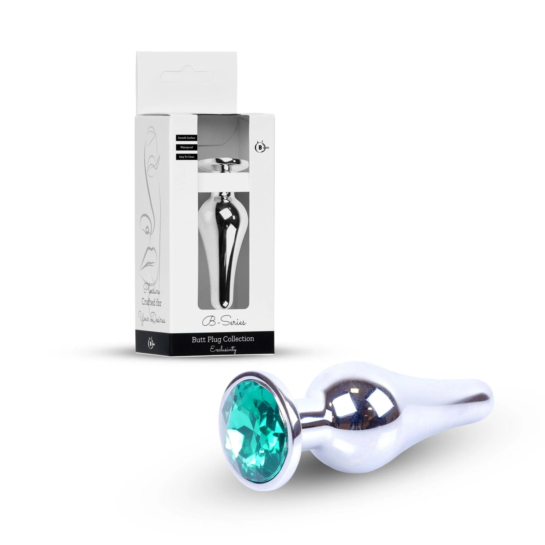 Plug-Jewellery Silver BUTT PLUG- Green