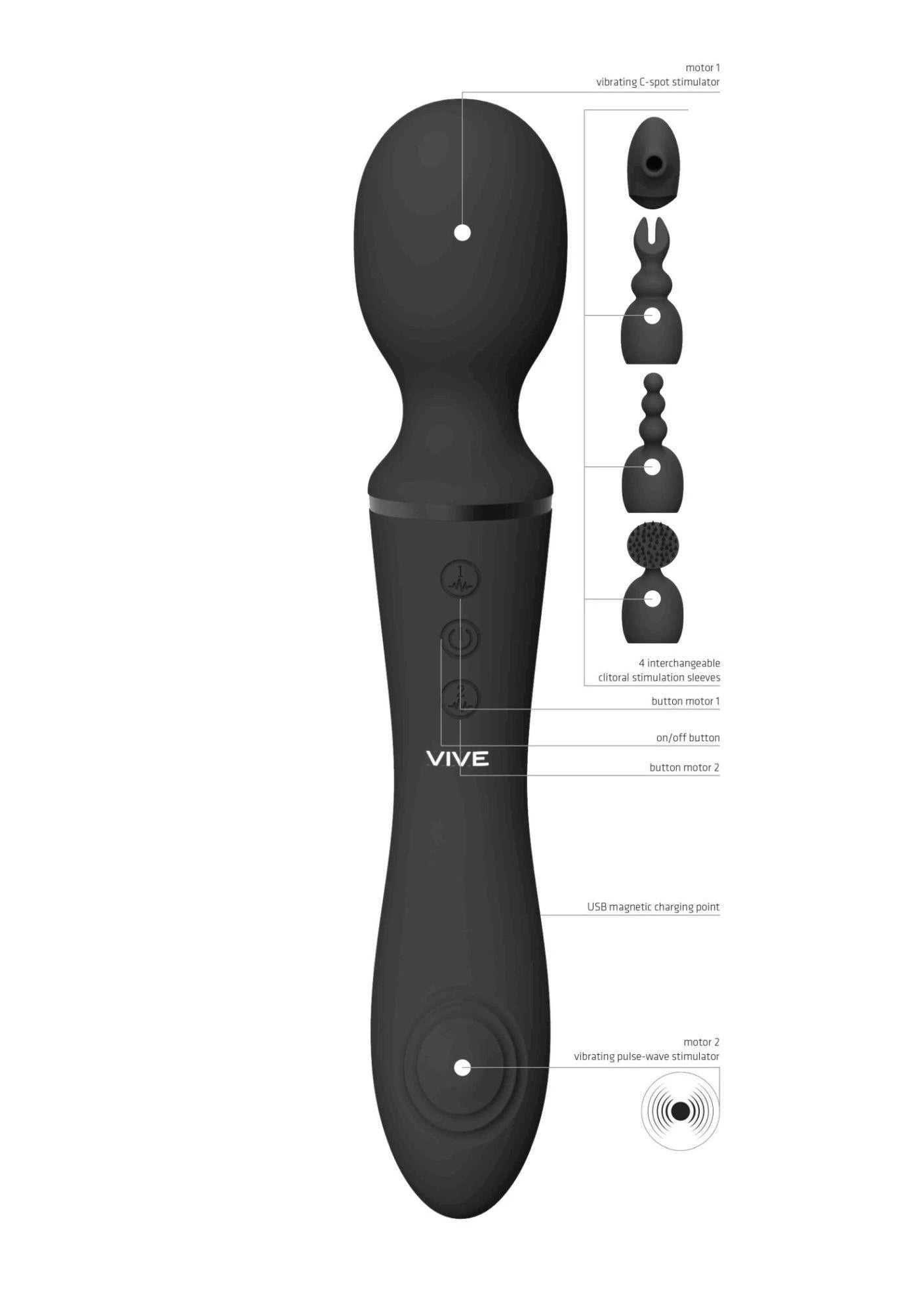 Nami - Pulse Wave  Vibrating Wand - Black