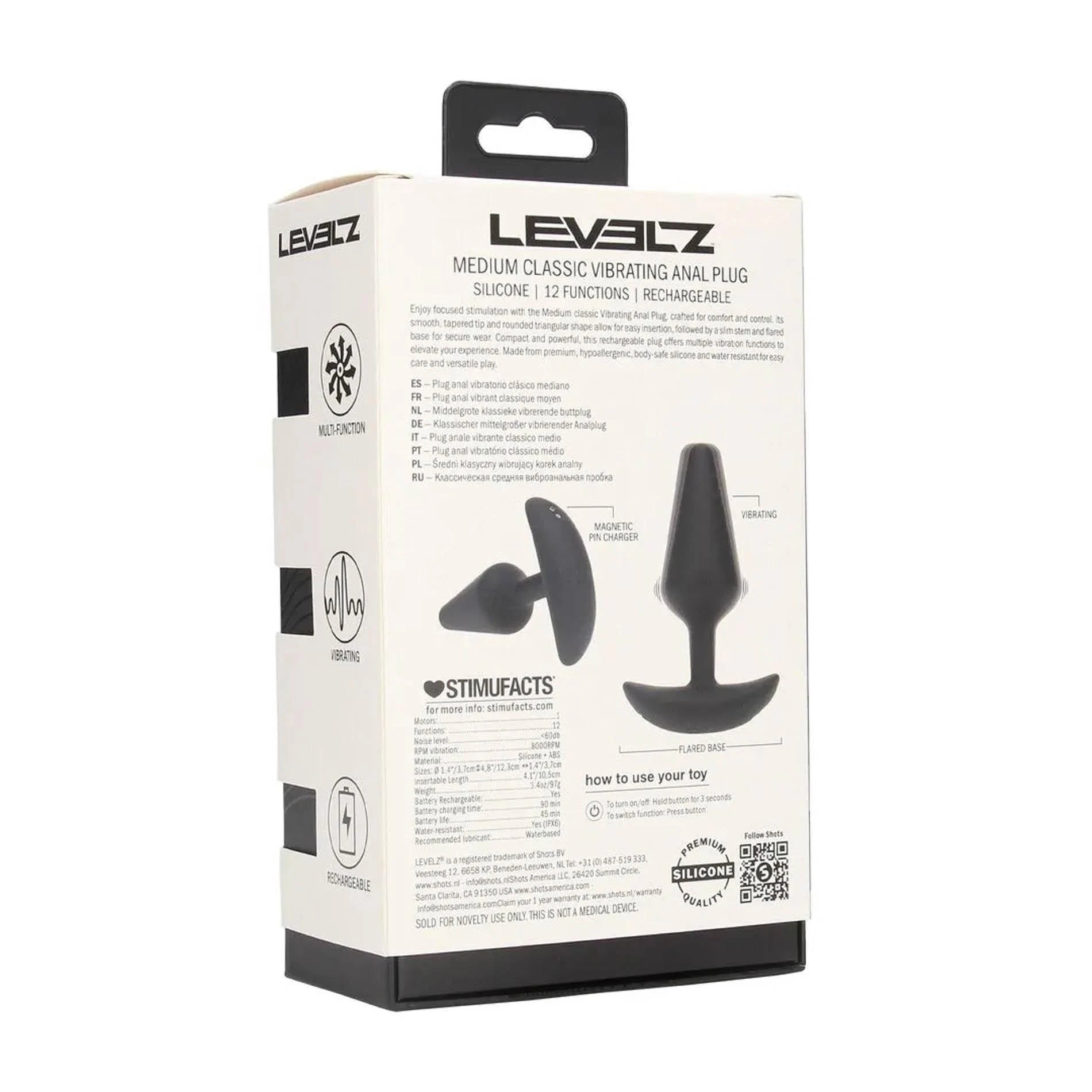 Classic Vibrating Silicone Anal Plug - M - Black