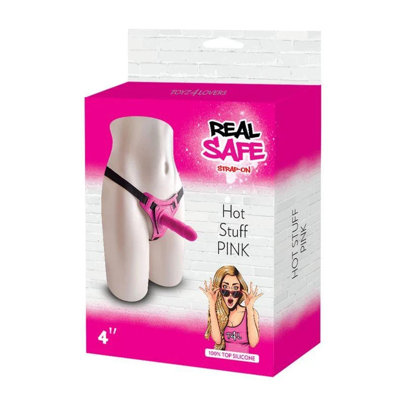 Ceinture ajustable strap-on rose avec pénis réaliste