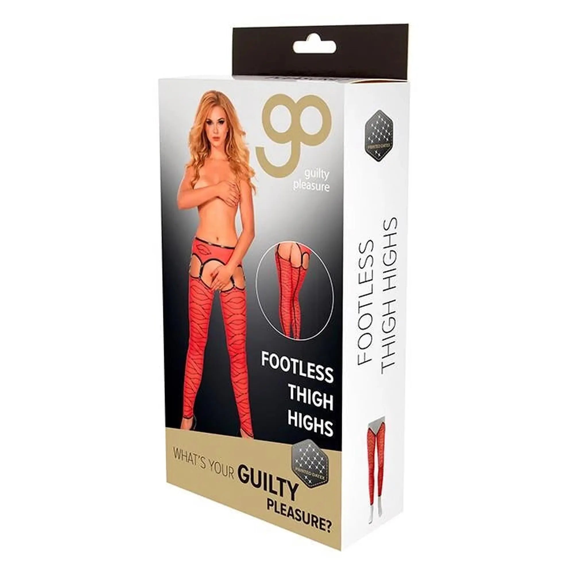 GP PRINTED FOOTLESS THIGH HIGHS, XL