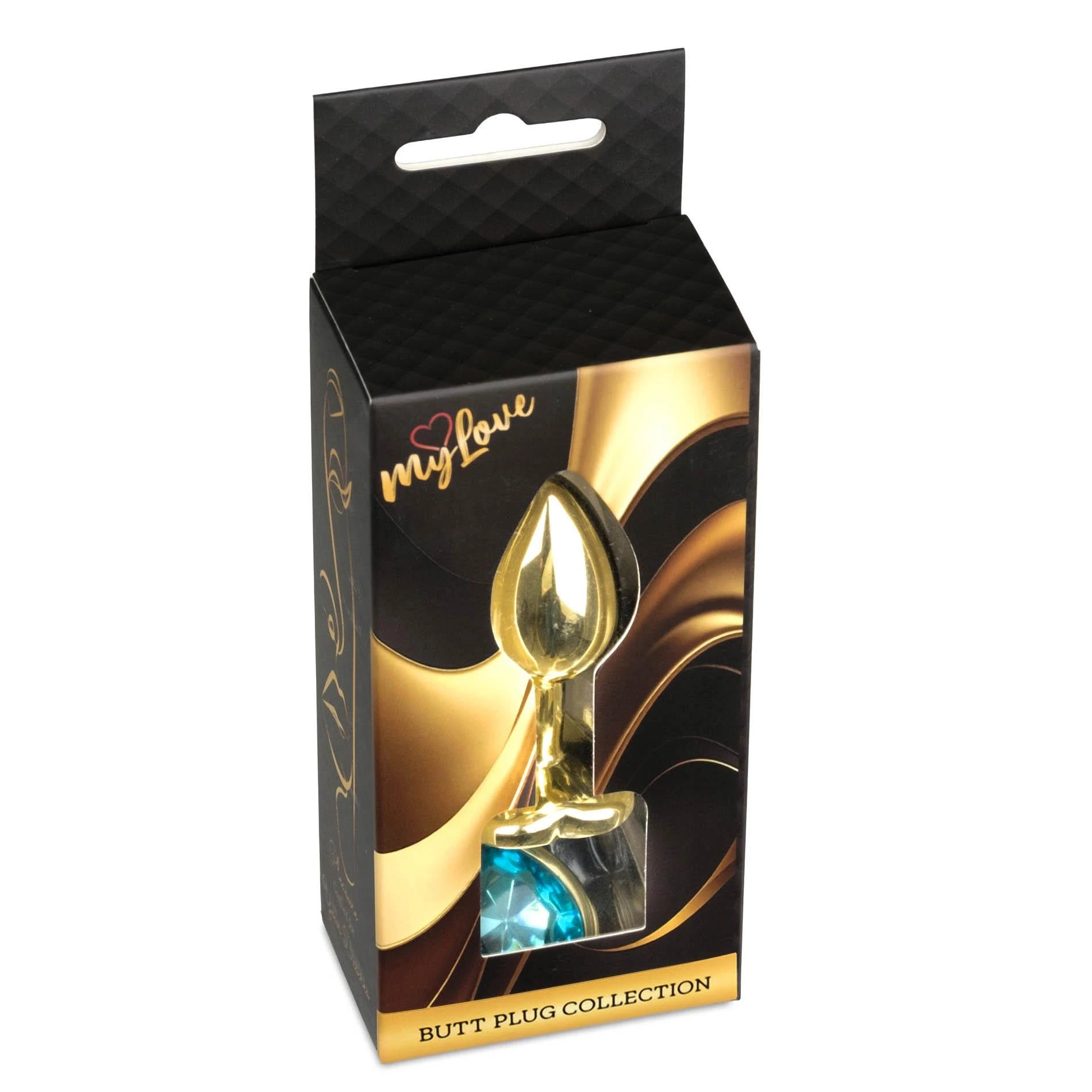 MyLove Toys - Jewellery Gold  Heart PLUG- Light Blue