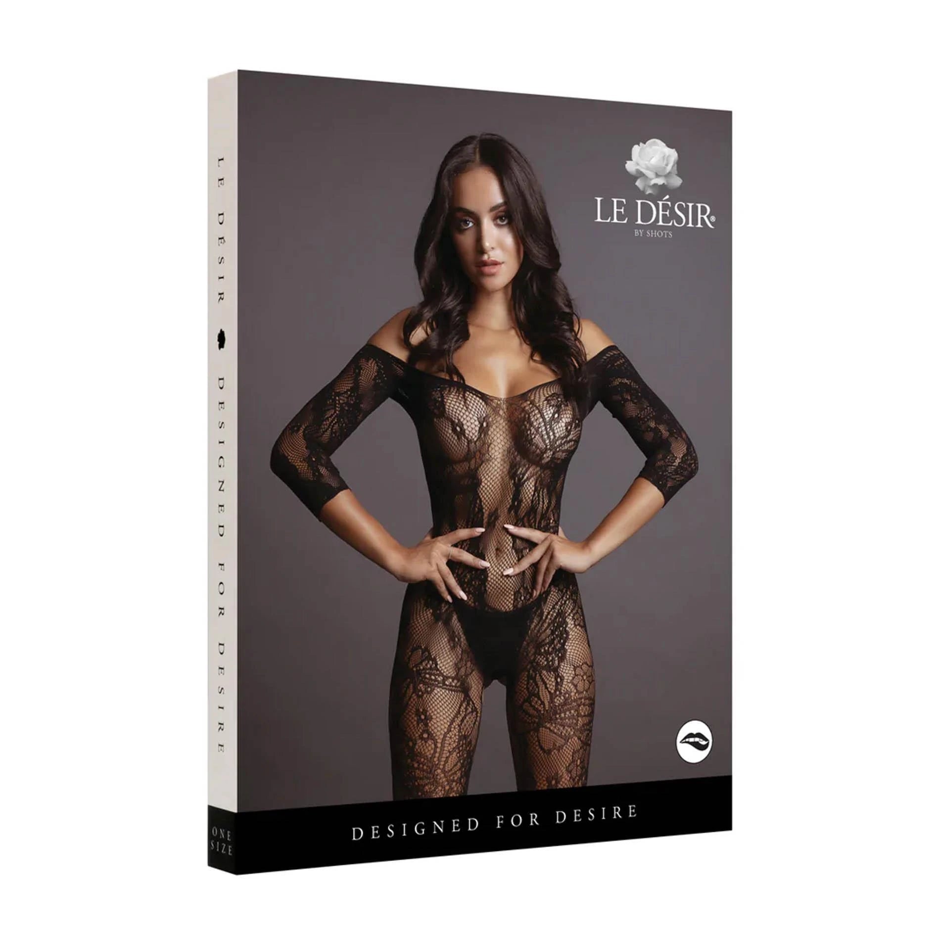 Lace Sleeved Bodystocking - One Size - Black