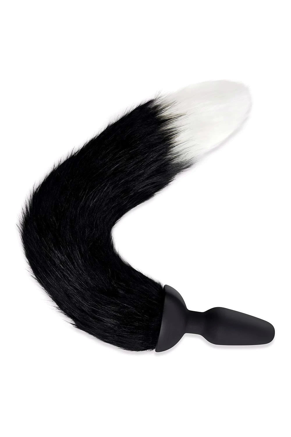 WHIPSMART 4.9 INCH SILICONE VIBRATING PLUG WITH 14 INCH BLACK INDOGO FOX TAIL