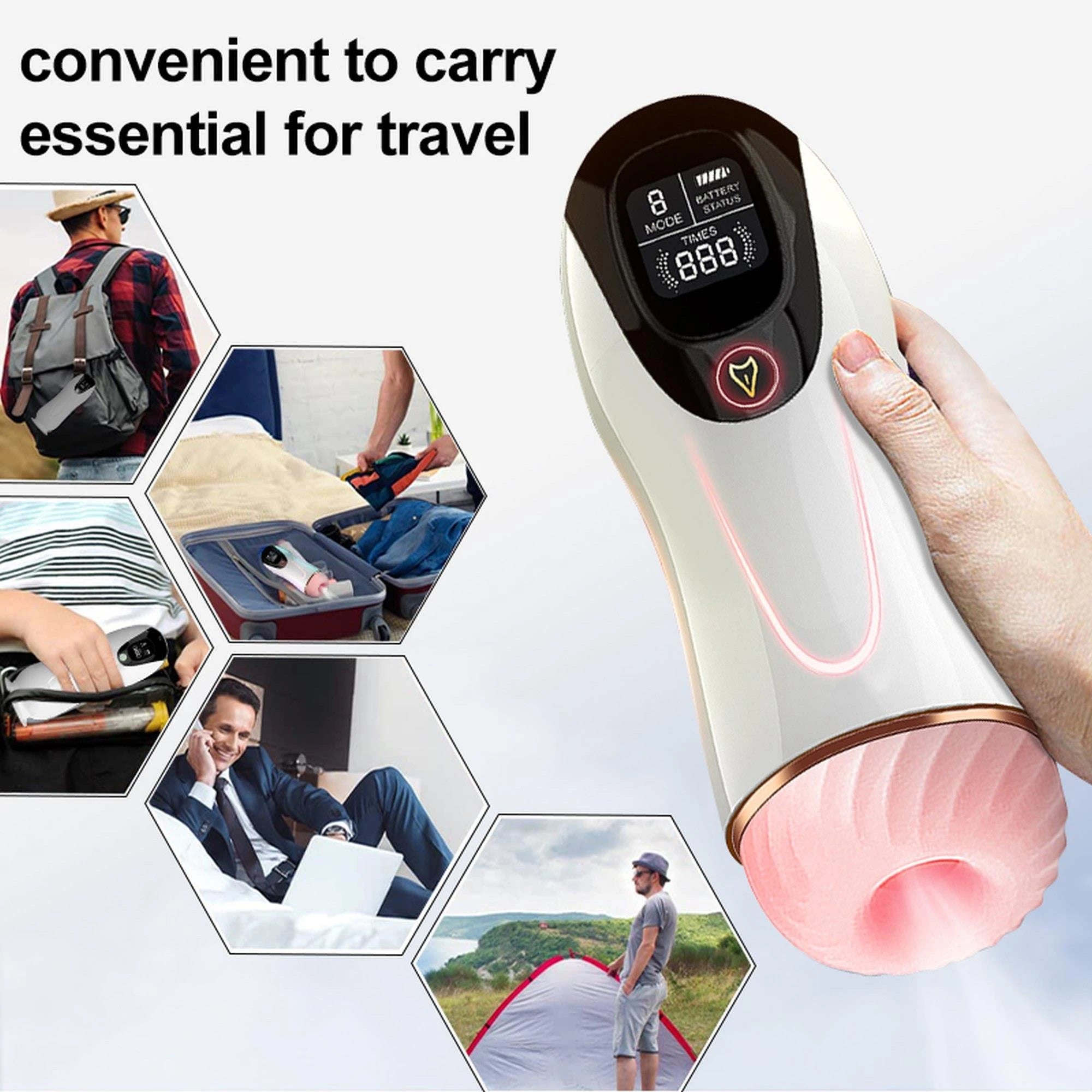 Masturbateur vibrant 8 modes de vibration + fonction interactive