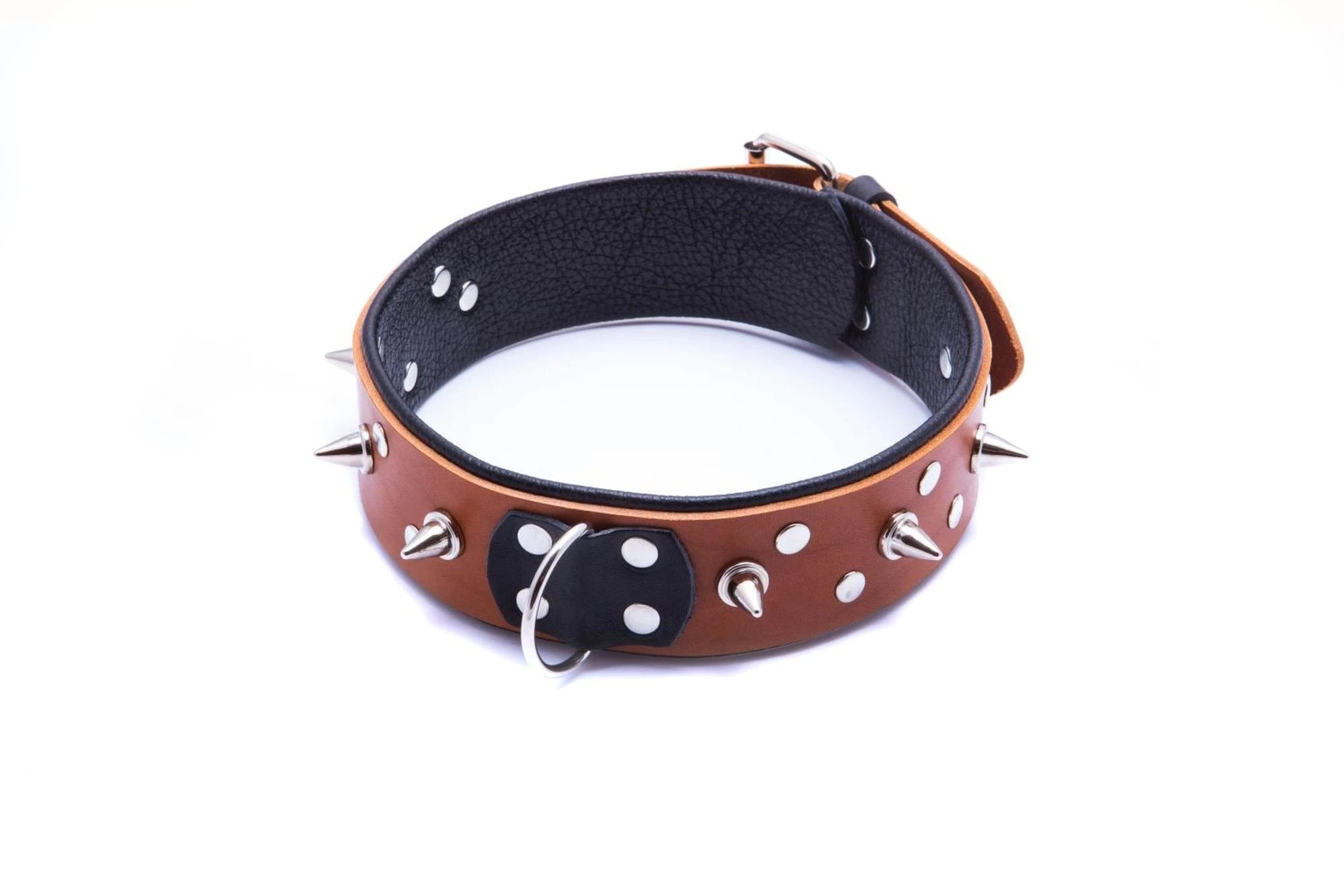Collier de serrage en cuir fouet avec laisse pour homme, cognac