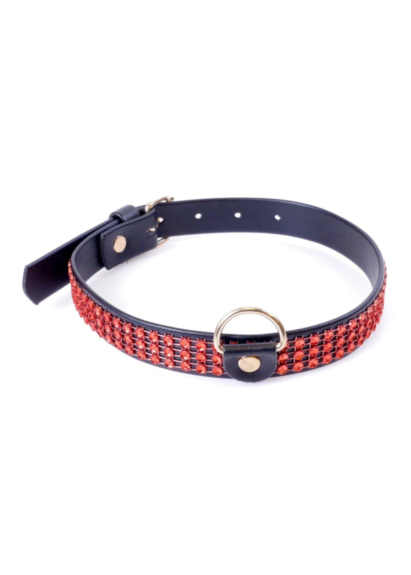 Collier Fetish B - Série avec cristaux 2 cm Red Line