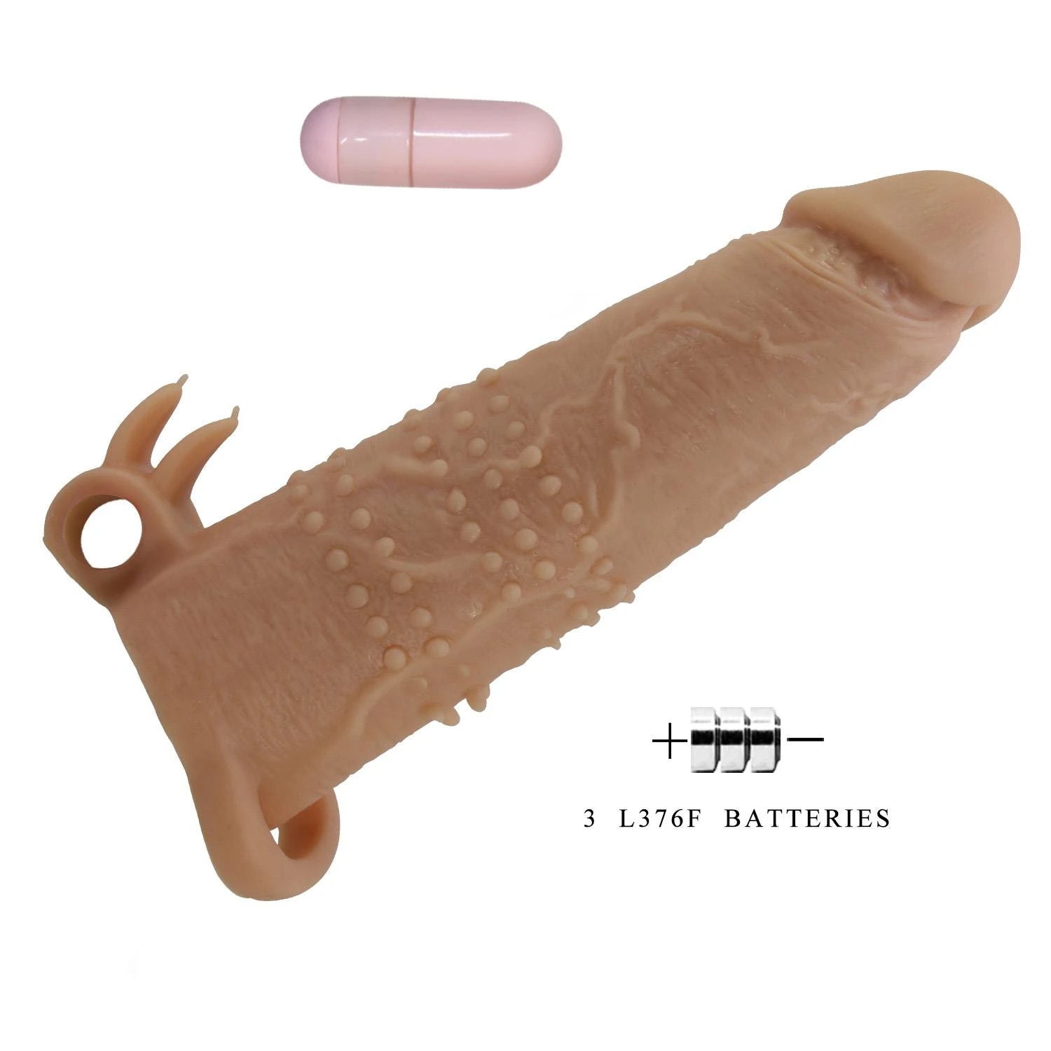 Pretty Love Quillon – 20 cm Vibrating Penis Sleeve Natural