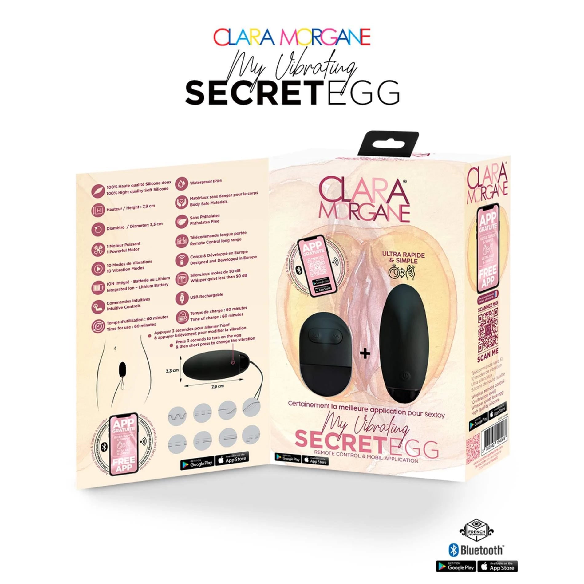 My Vibrating Secret EGG Black - Contrôlé par application