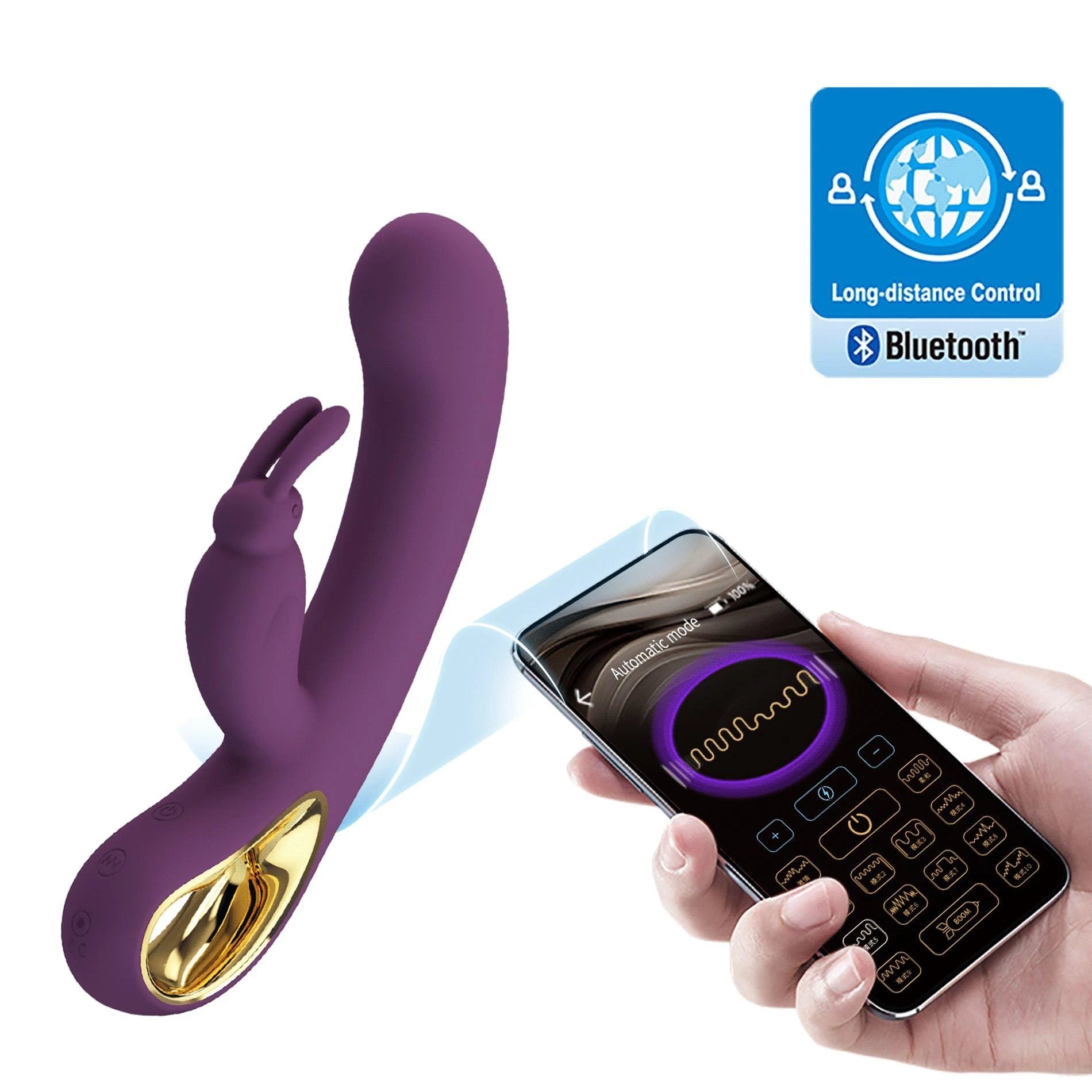 PRETTY LOVE - Liam purple, 12 fonctions de vibration, contrôle longue distance via application mobile