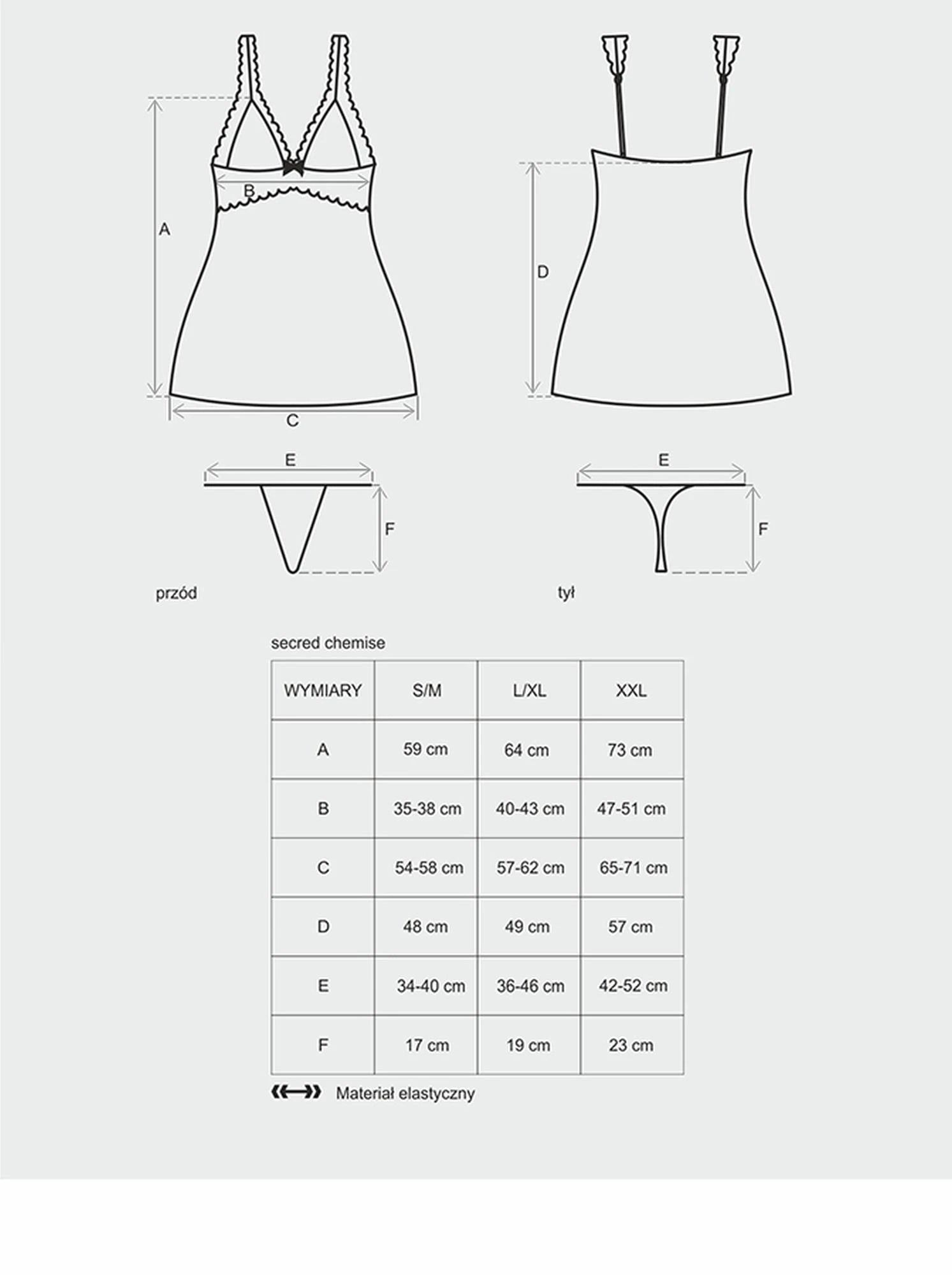 Lingerie-Secret chemise and thong L/XL