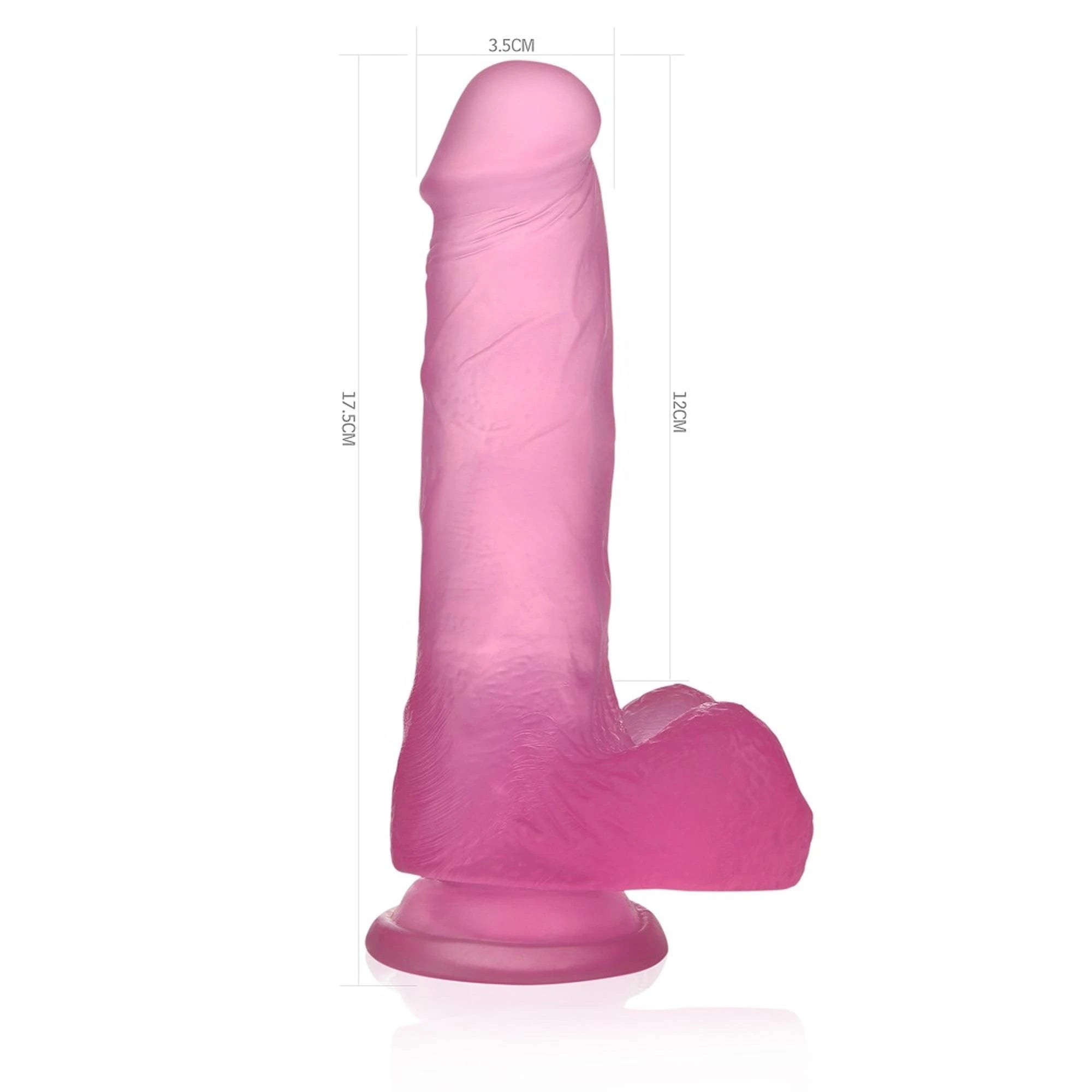 7" Jelly Studs Crystal Dildo Medium Pink