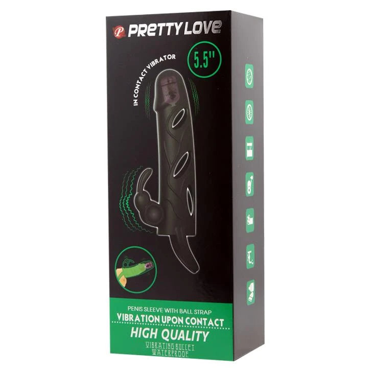 PRETTY LOVE - ANNEAU PÉNIS AVEC SANGLE À BILLES vibration NOIR