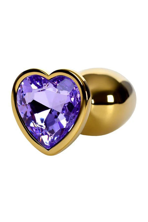 Anal plug Metal by TOYFA, metal, gold, with purple crystal, 7 cm, O 2.7 cm