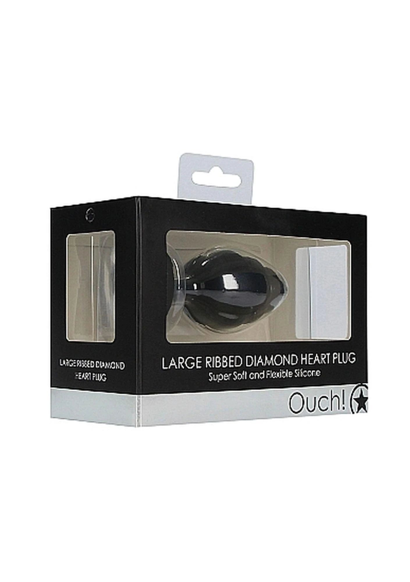 Ribbed Diamond Heart Plug - Large