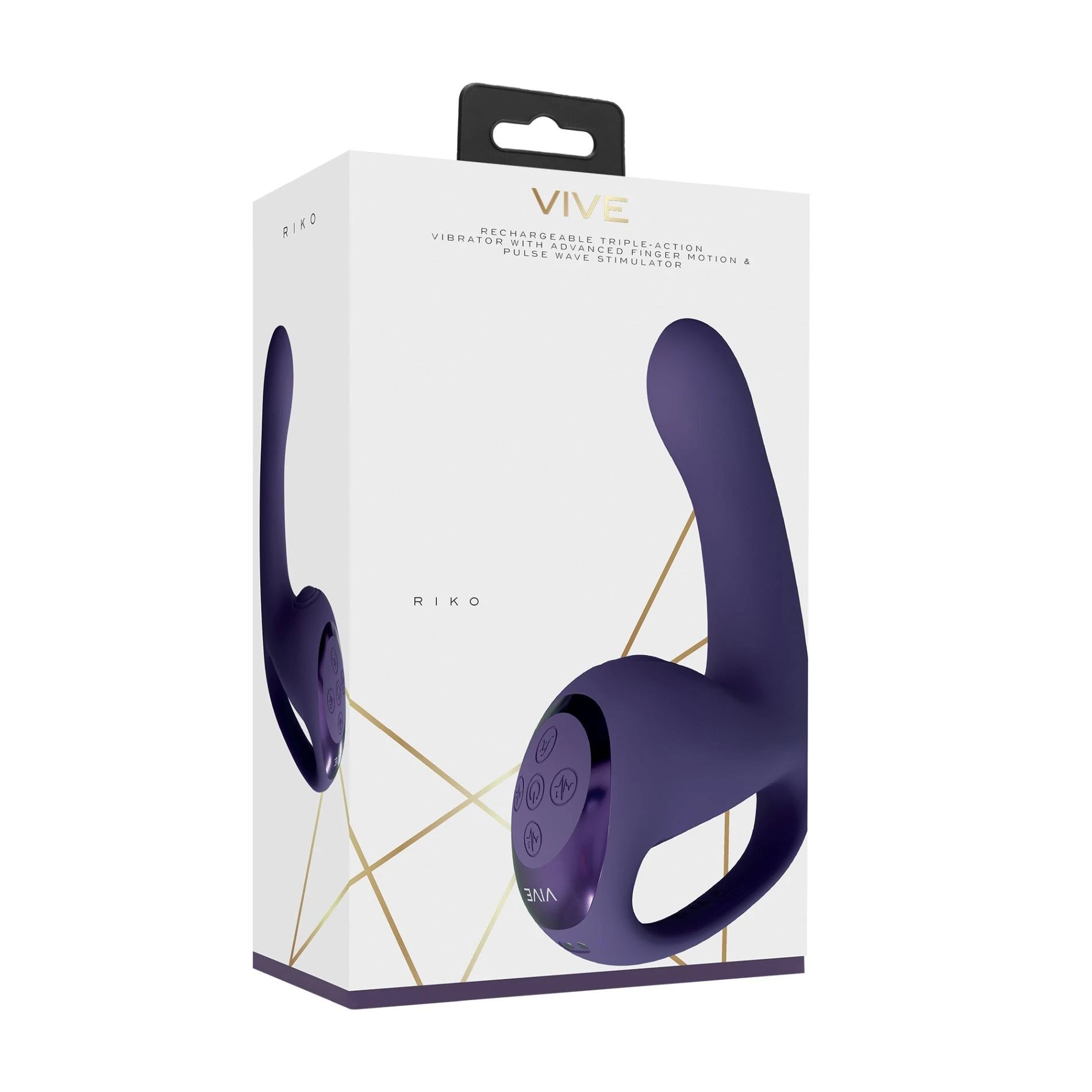 Riko – Vibrateur rechargeable triple action avec mouvement de doigt avancé et stimulateur d'ondes pulsées – Violet