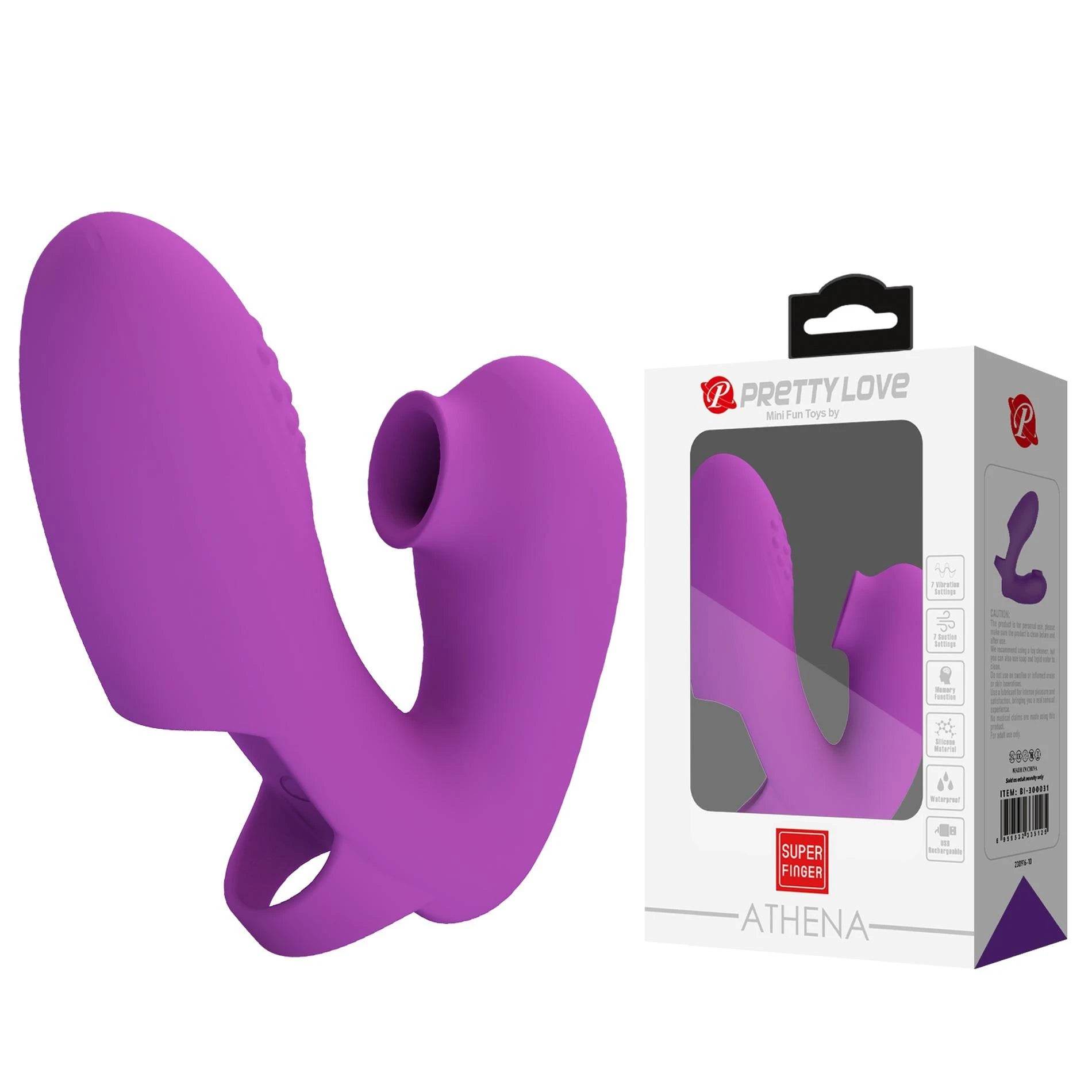 PRETTY LOVE - Super Finger ATHENA Violet, 7 fonctions de vibration 7 fonctions de pulsation Fonction mémoire