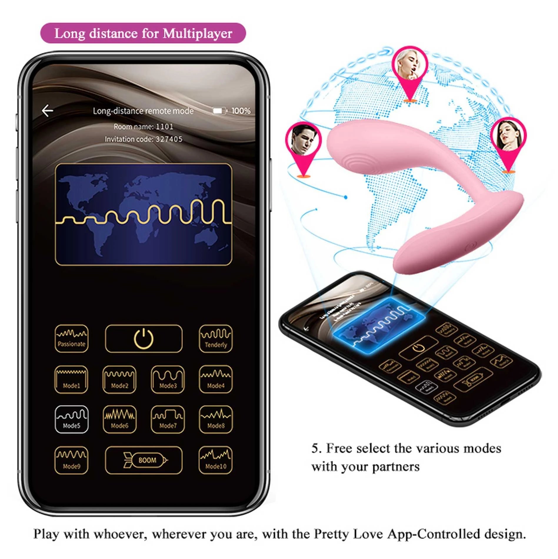 PRETTY LOVE - Baird, 12 fonctions de vibration, APP mobile, contrôle à distance