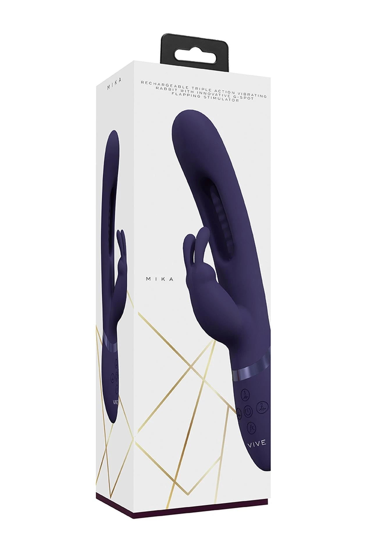 Mika - Triple Motor - Vibrating Rabbit with Innovative G-Spot Flapping Stimulator - Purple