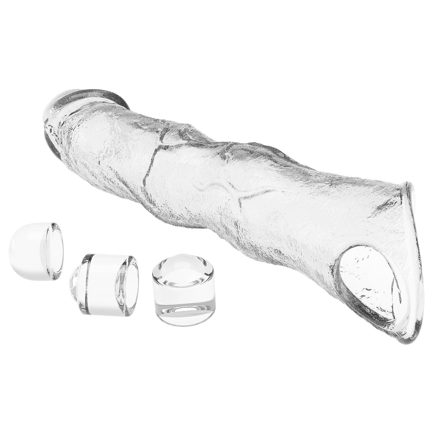 Pretty Love Extension Penis Sleeve with Modular Length Blocks Clear – 28 cm